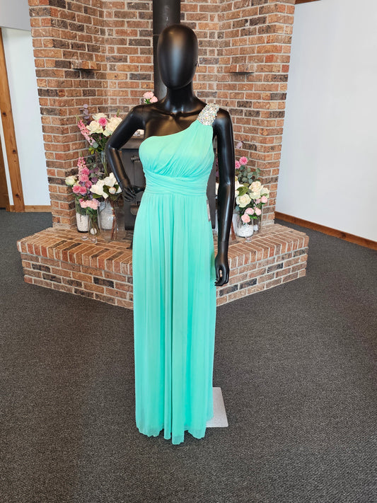 Mint One Shoulder Prom Dress