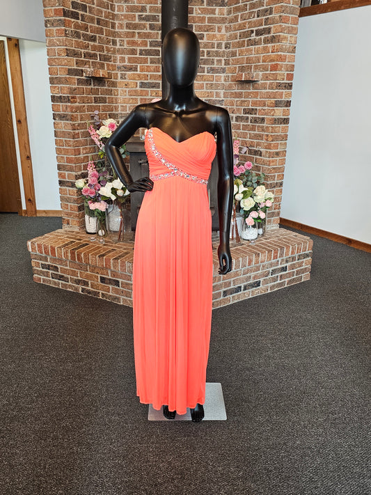 Electric Orange Chiffon Maxi Dress
