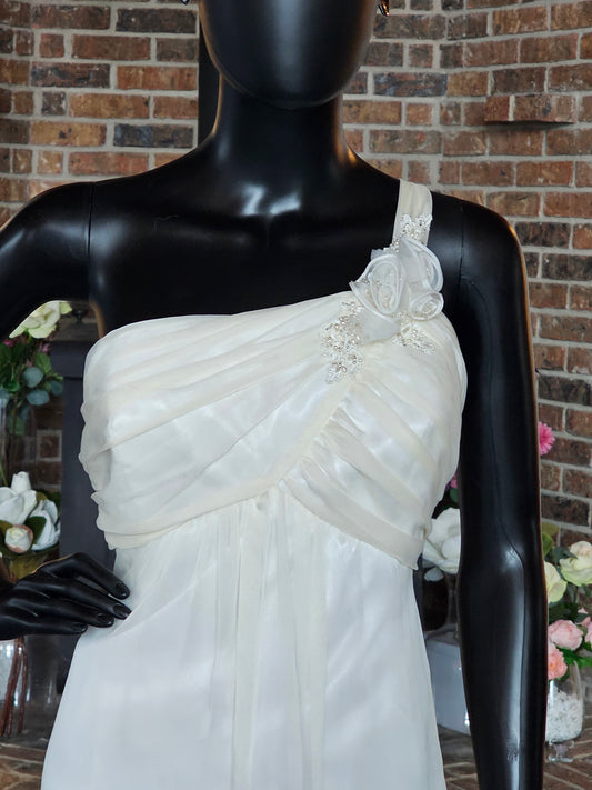 Belsoie Ivory One Shoulder Floral Detail Wedding Gown