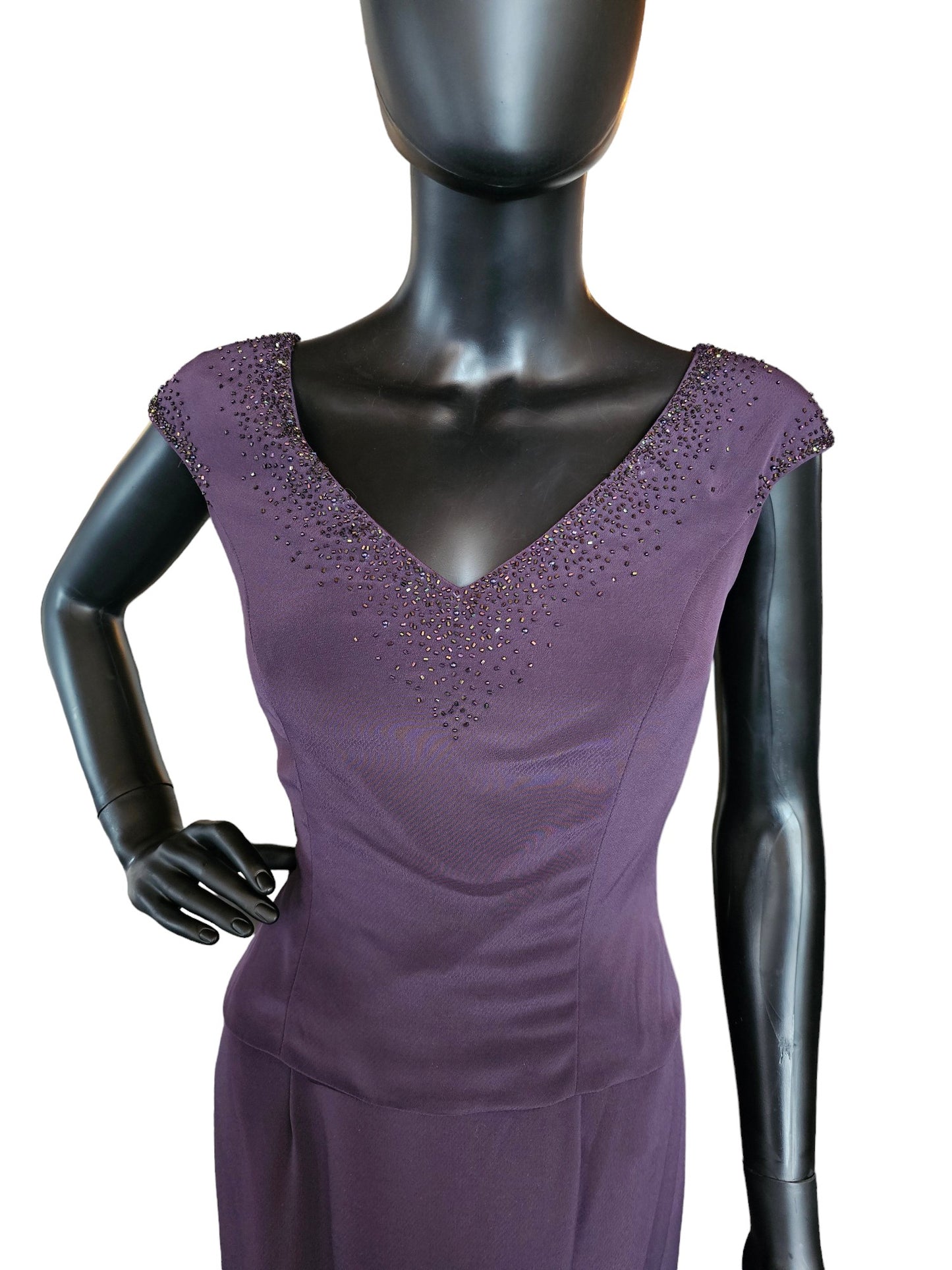 Montage Eggplant Beaded Accent Formal Dress W/Jacket
