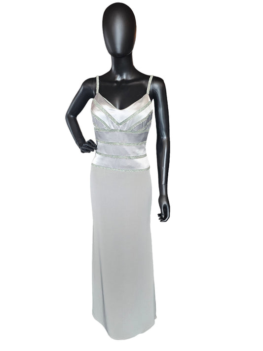 Sage Montage Satin/Crepe Formal Dress W/Jacket