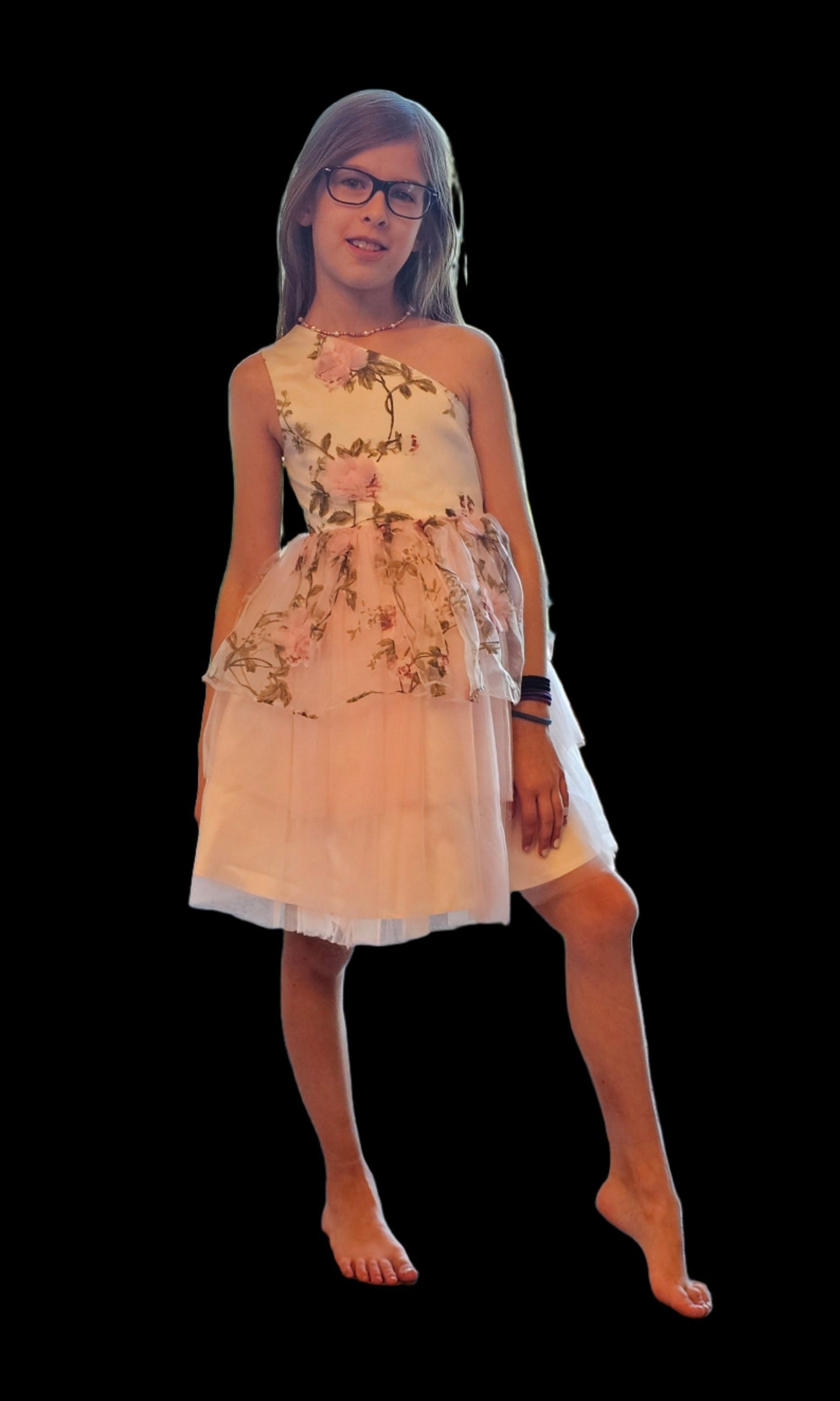 Pink Floral One Shoulder Childs (new)