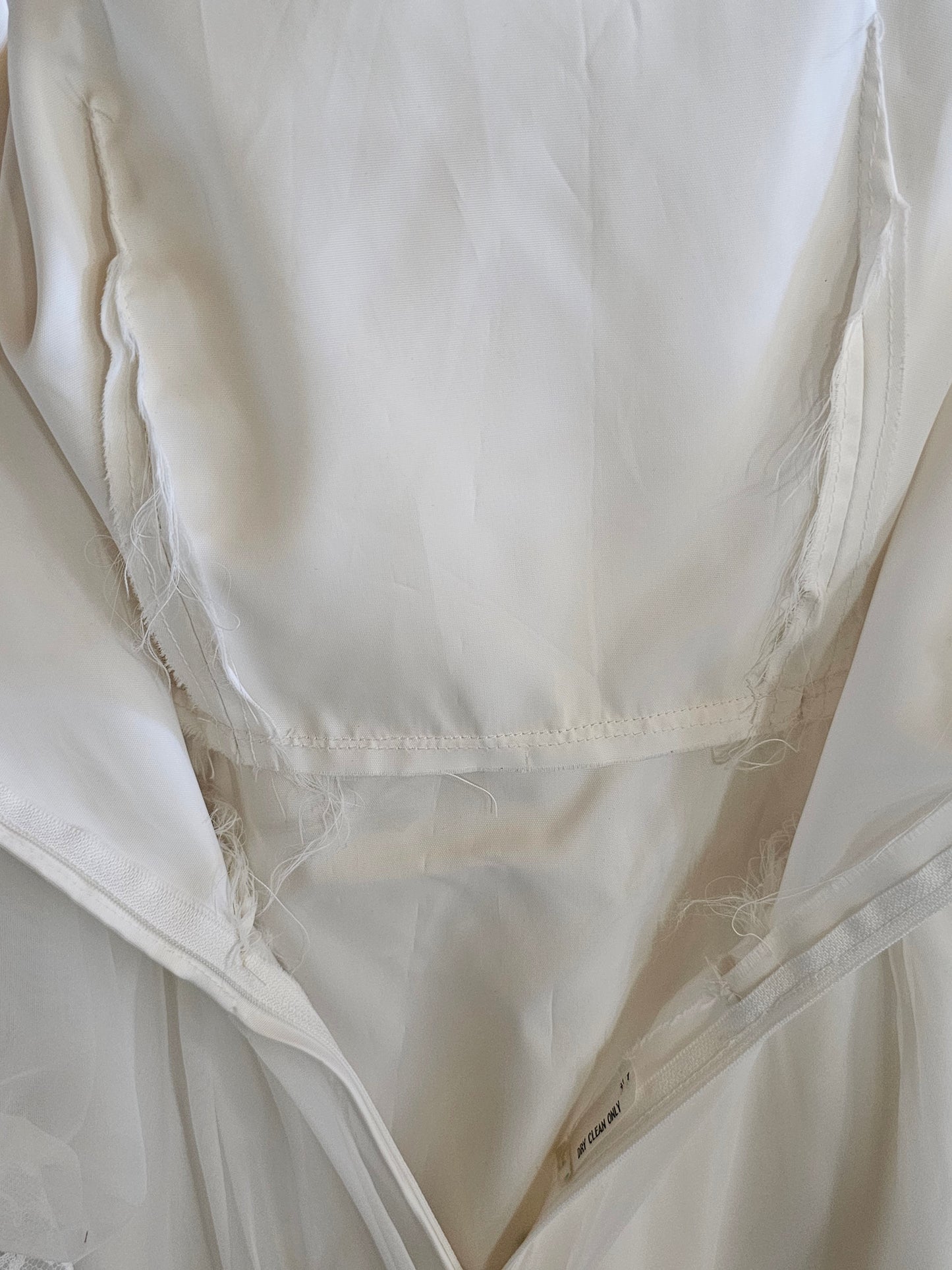 Vintage 70s Lace Bandeau Chiffon High-Collar Wedding Gown