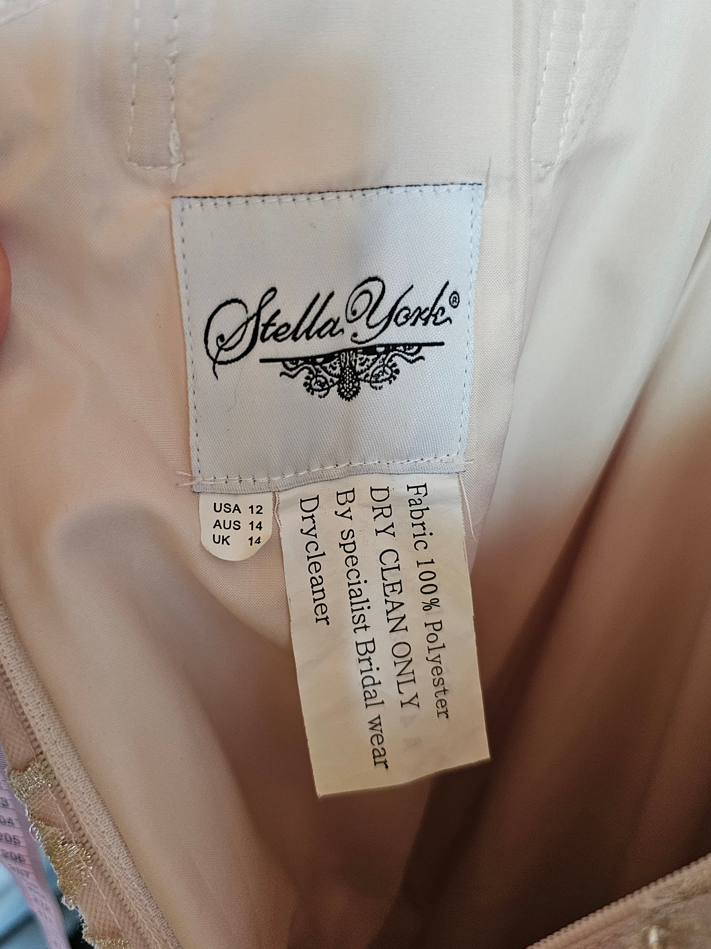 Stella York Fit-Flare Champagne Strapless Wedding Gown