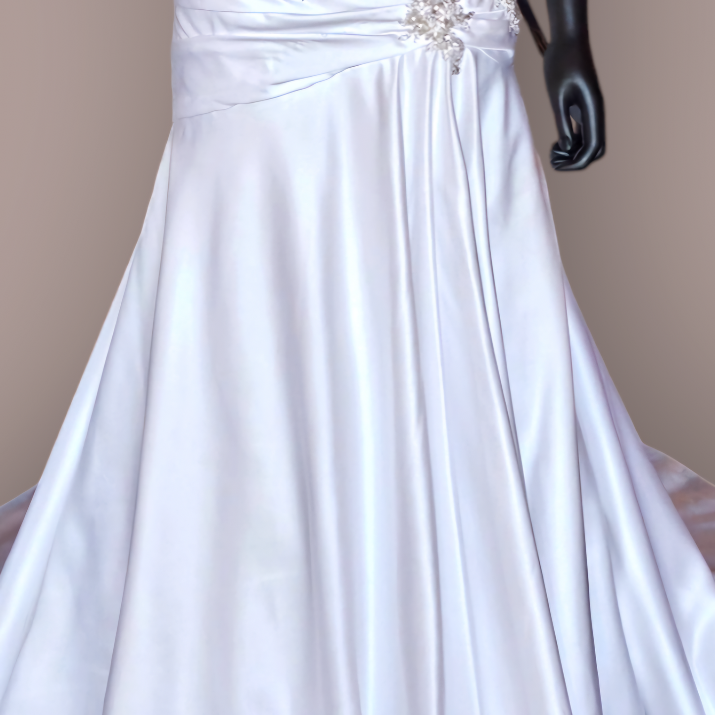 Ronald Joyce White Ruched Satin Wedding Gown