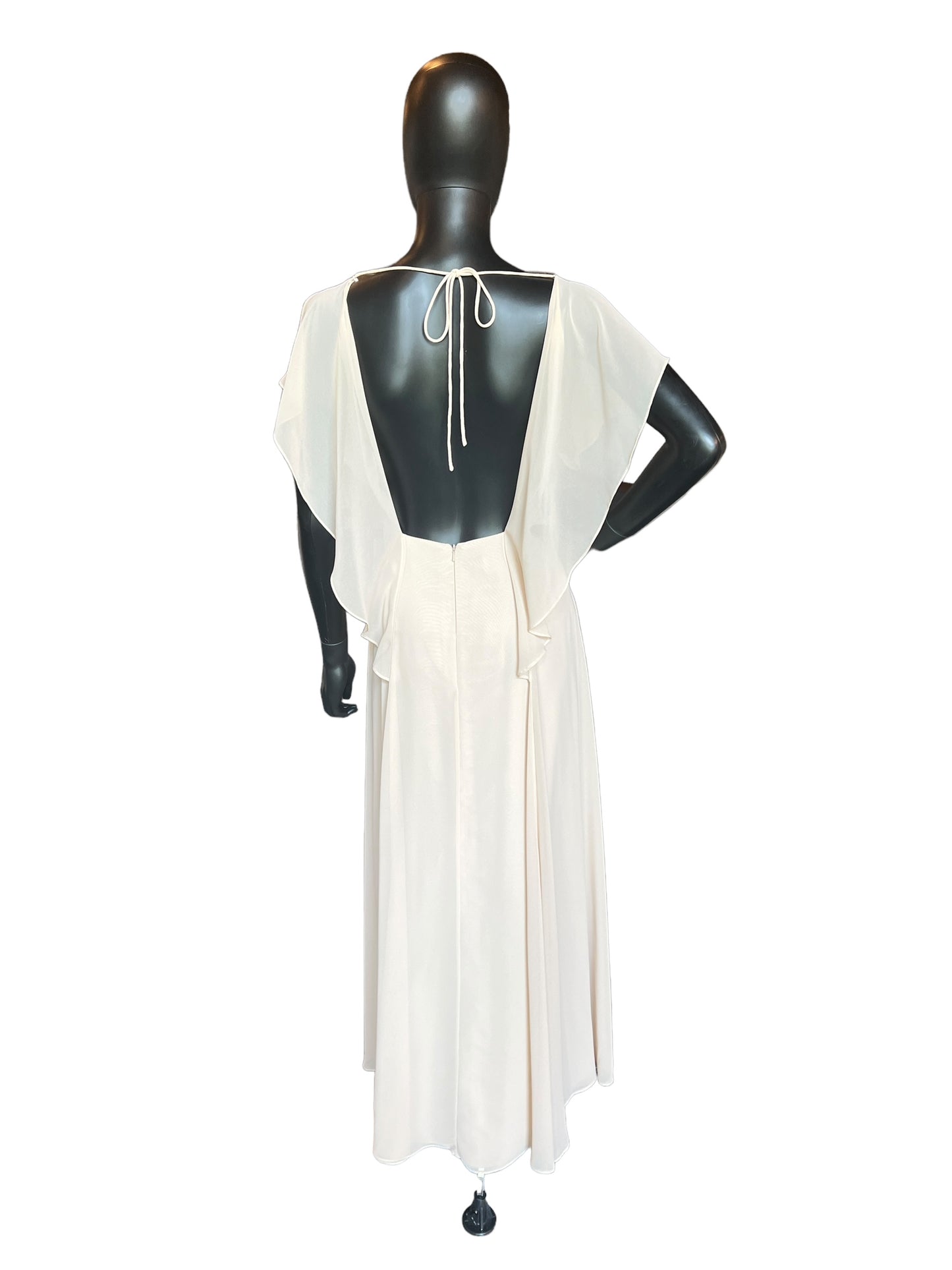 Jenny Yoo Cream Chiffon Flutter Sleeve