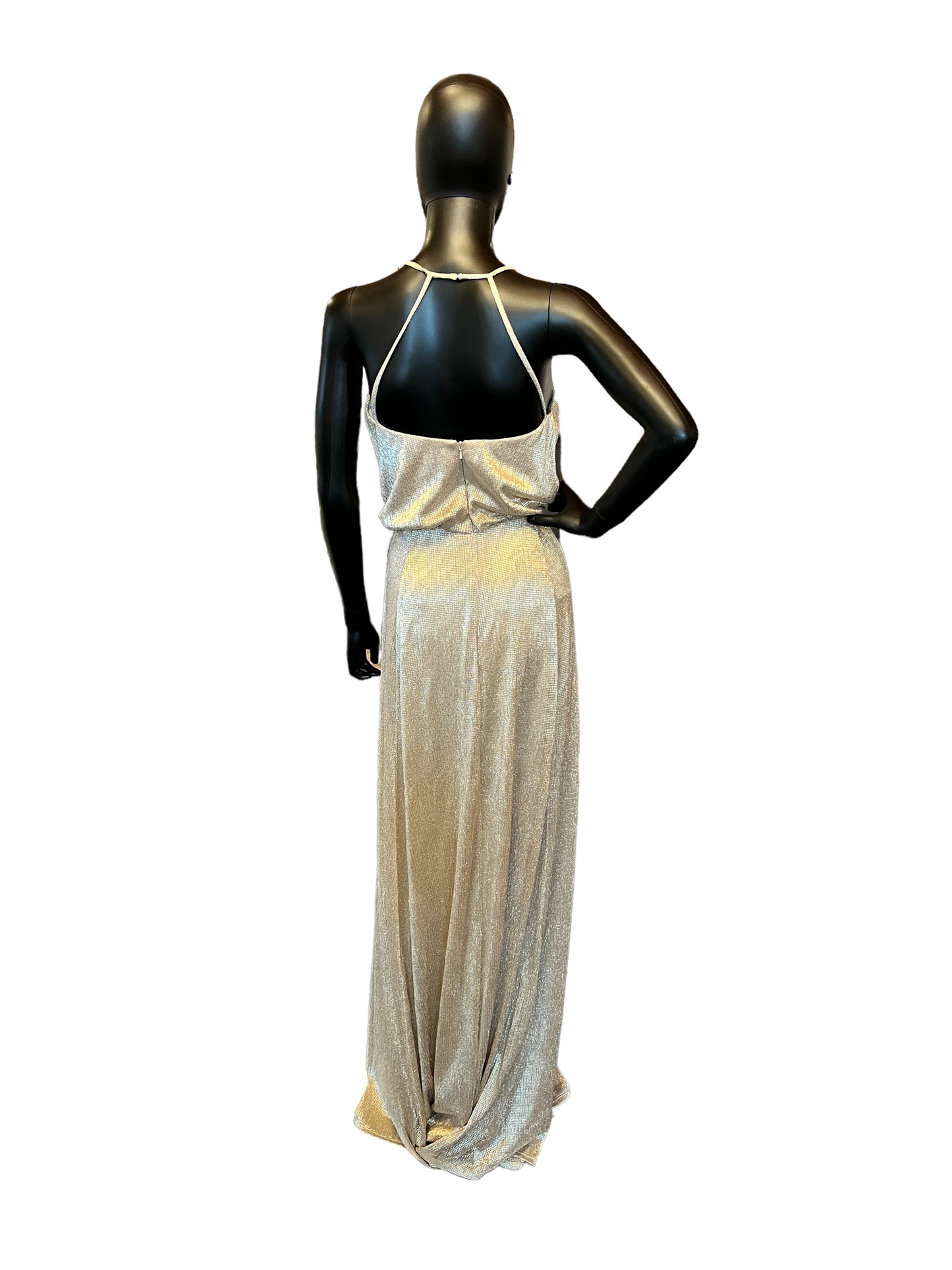 Metallic Spaghetti Sweetheart Blouson Style Full Length Formal Gown - Hayley Paige