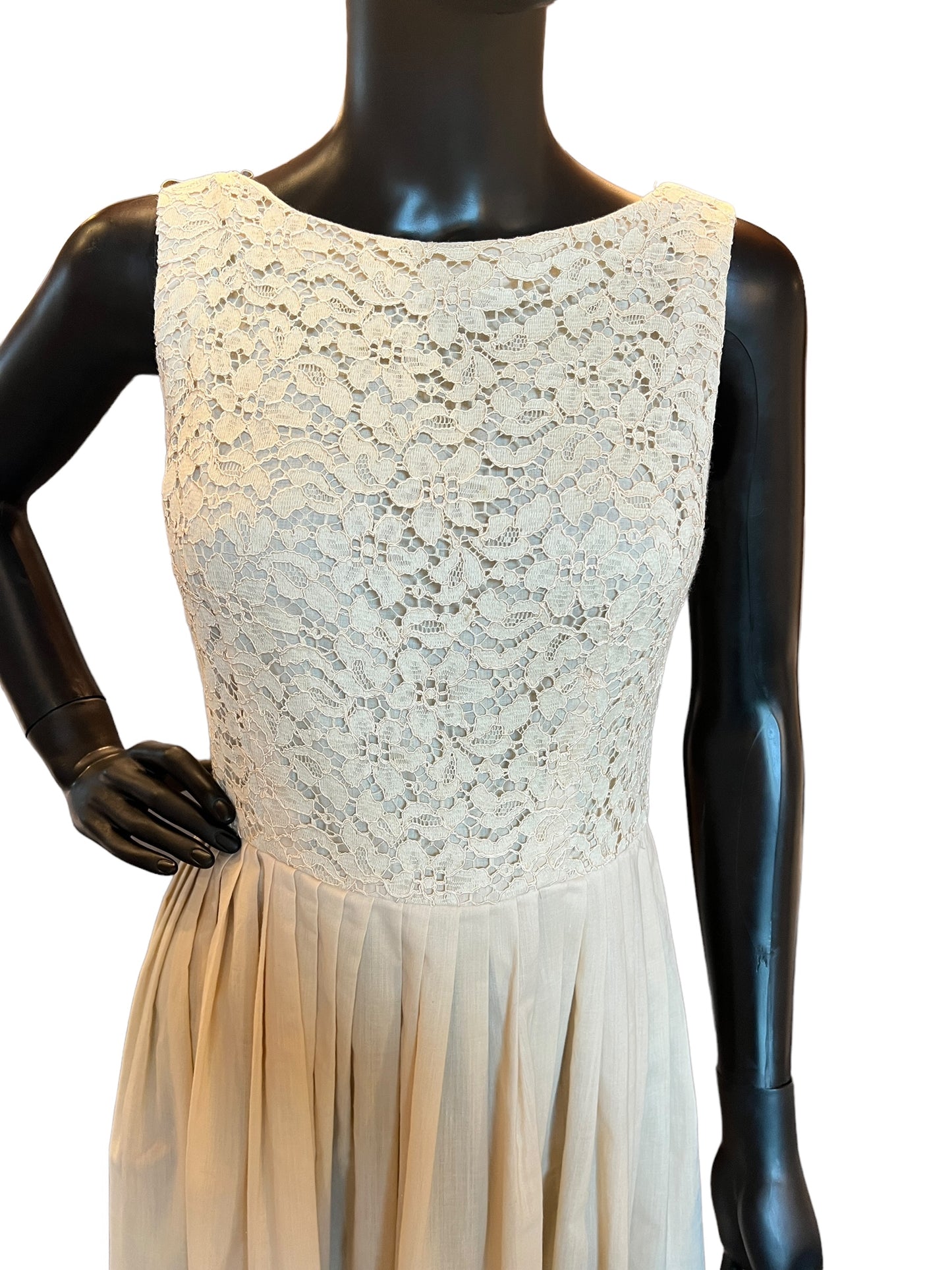 Vintage 50s Cream Cotton Lace Cocktail Dress