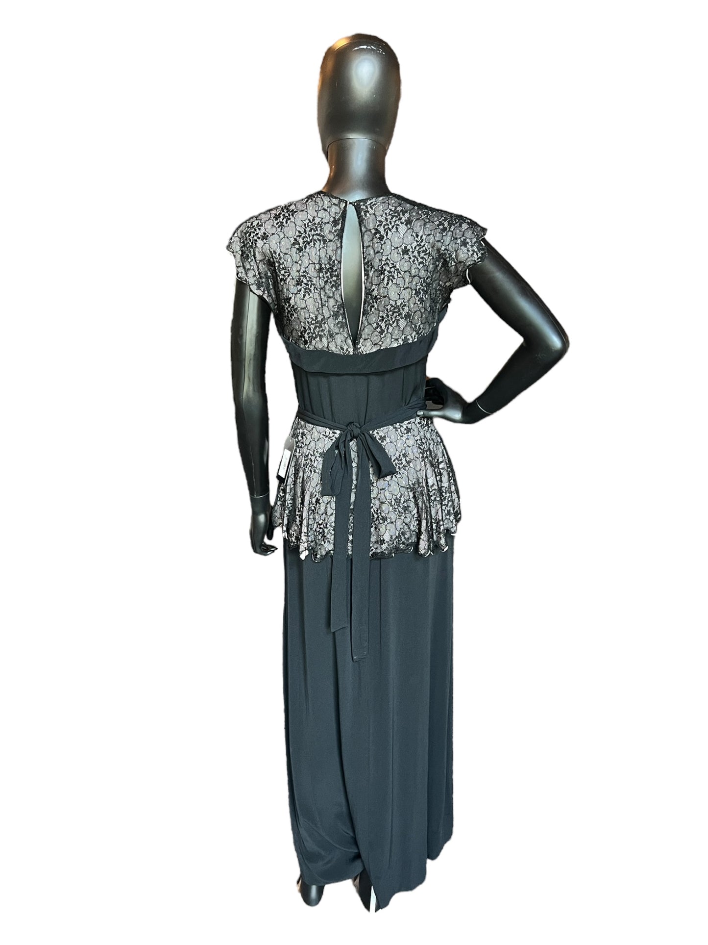 Vintage 40s Black Rayon/Lace Formal Gown