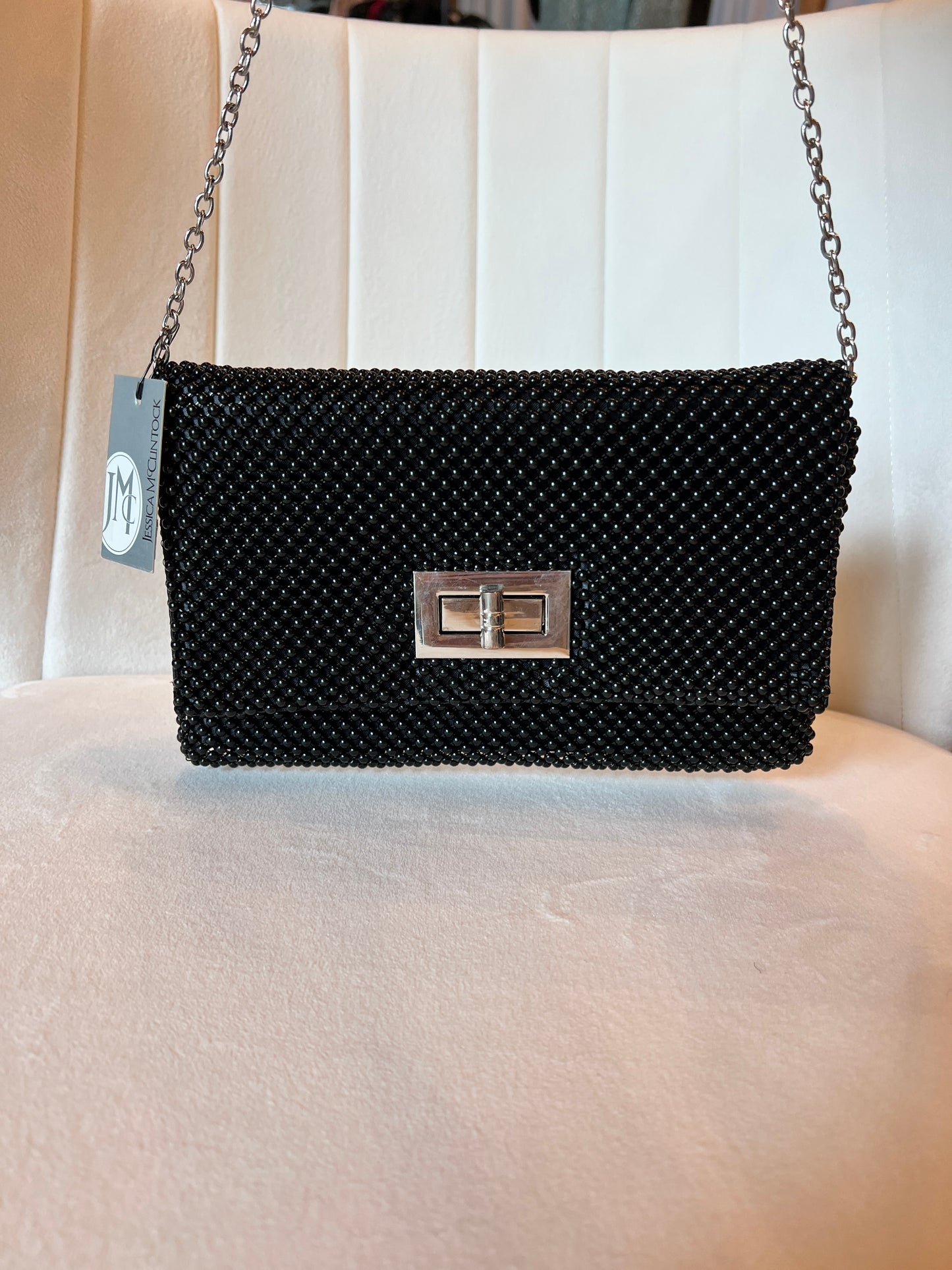 Jessica McClintock Black Mesh Handbag