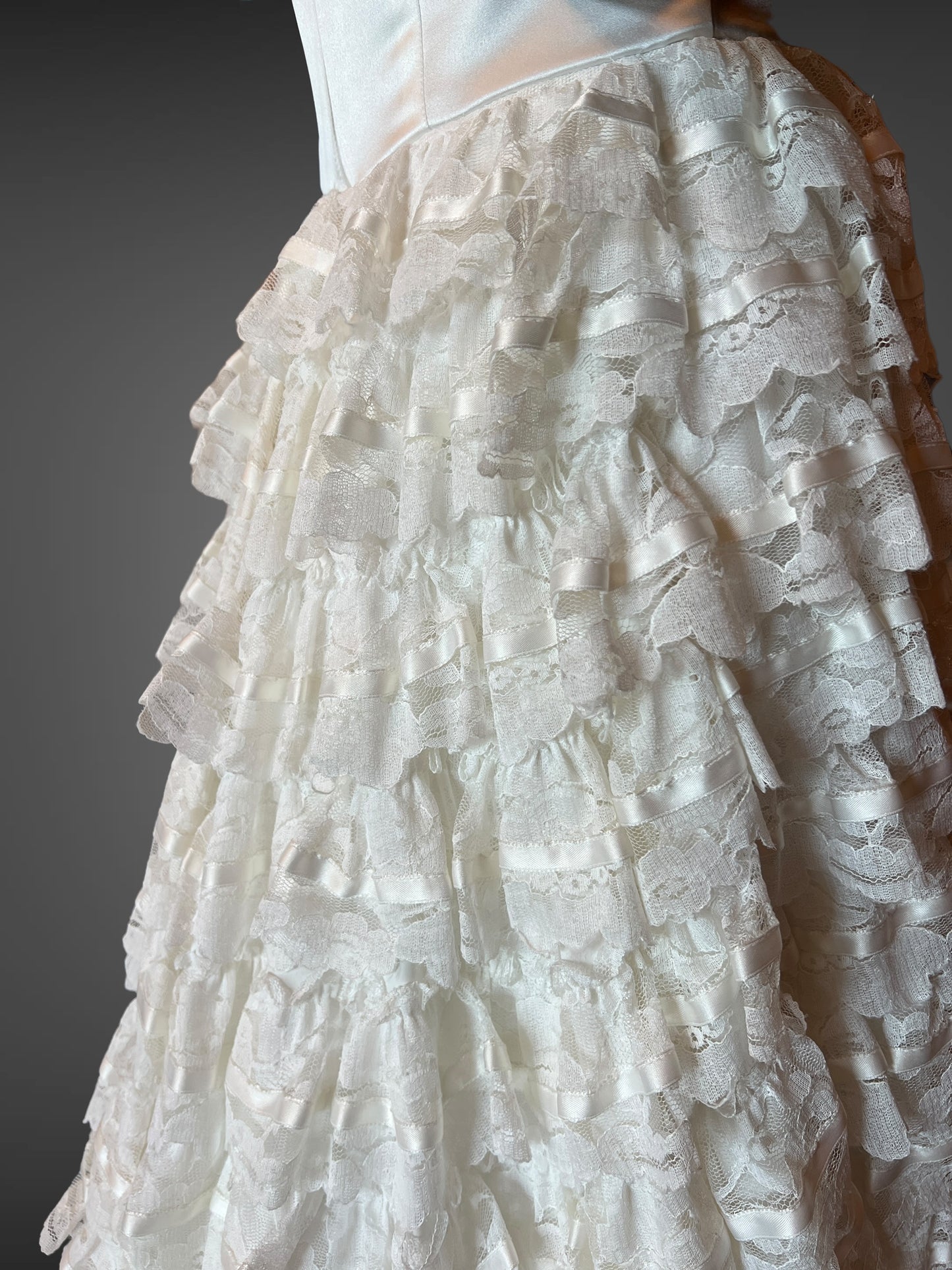 Vintage Redesigned Lace Layers Wedding GOwn