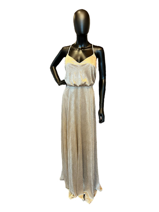 Metallic Spaghetti Sweetheart Blouson Style Full Length Formal Gown - Hayley Paige