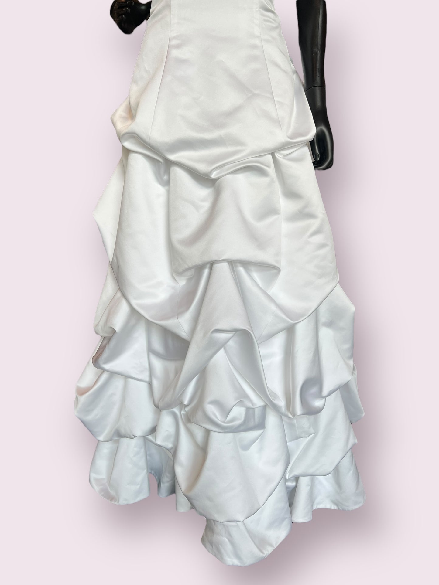 White Halter A-Line Bustled Skirt Wedding Gown