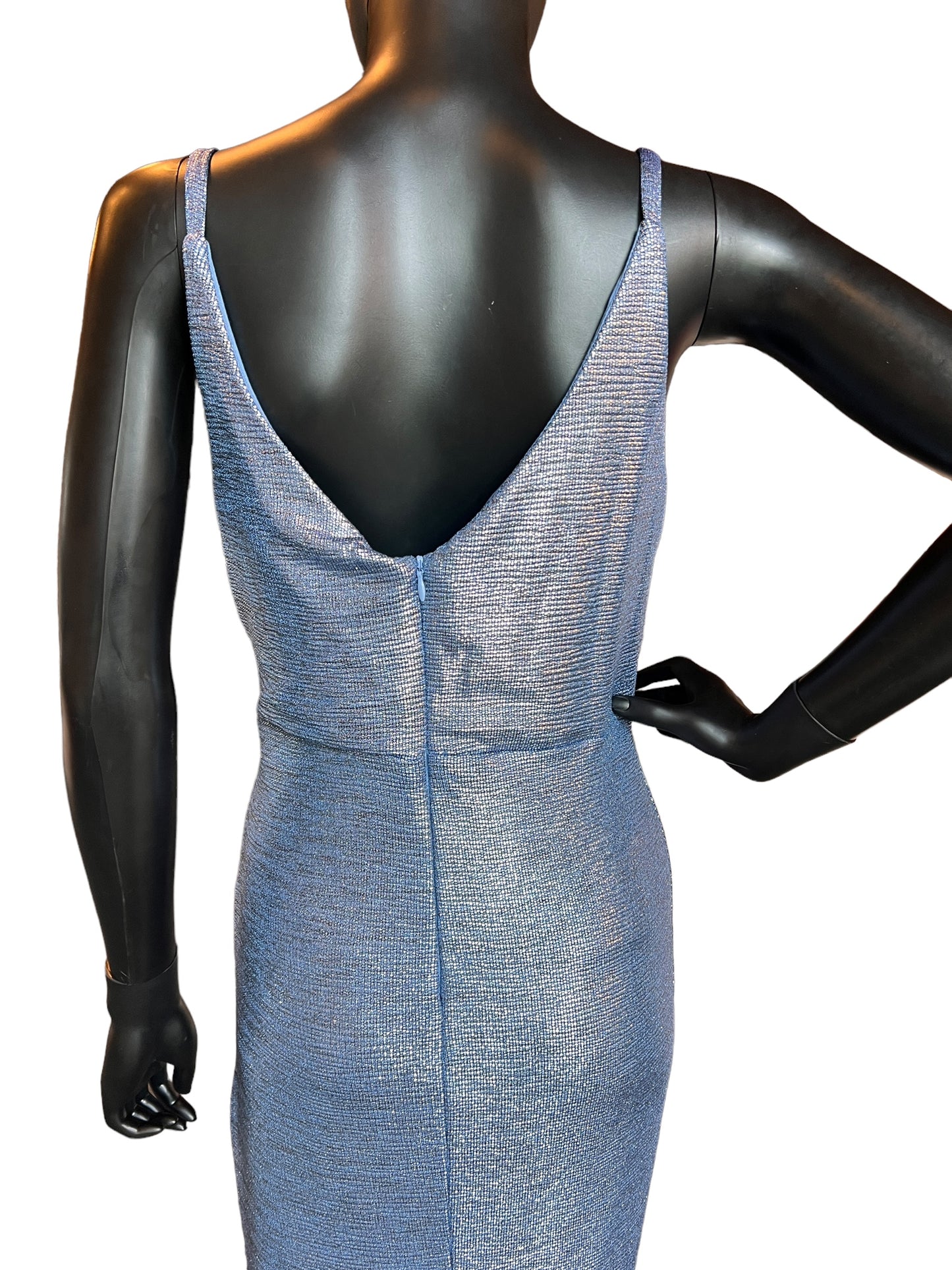 Ice Blue Shimmer Mermaid Maxi Formal Dress