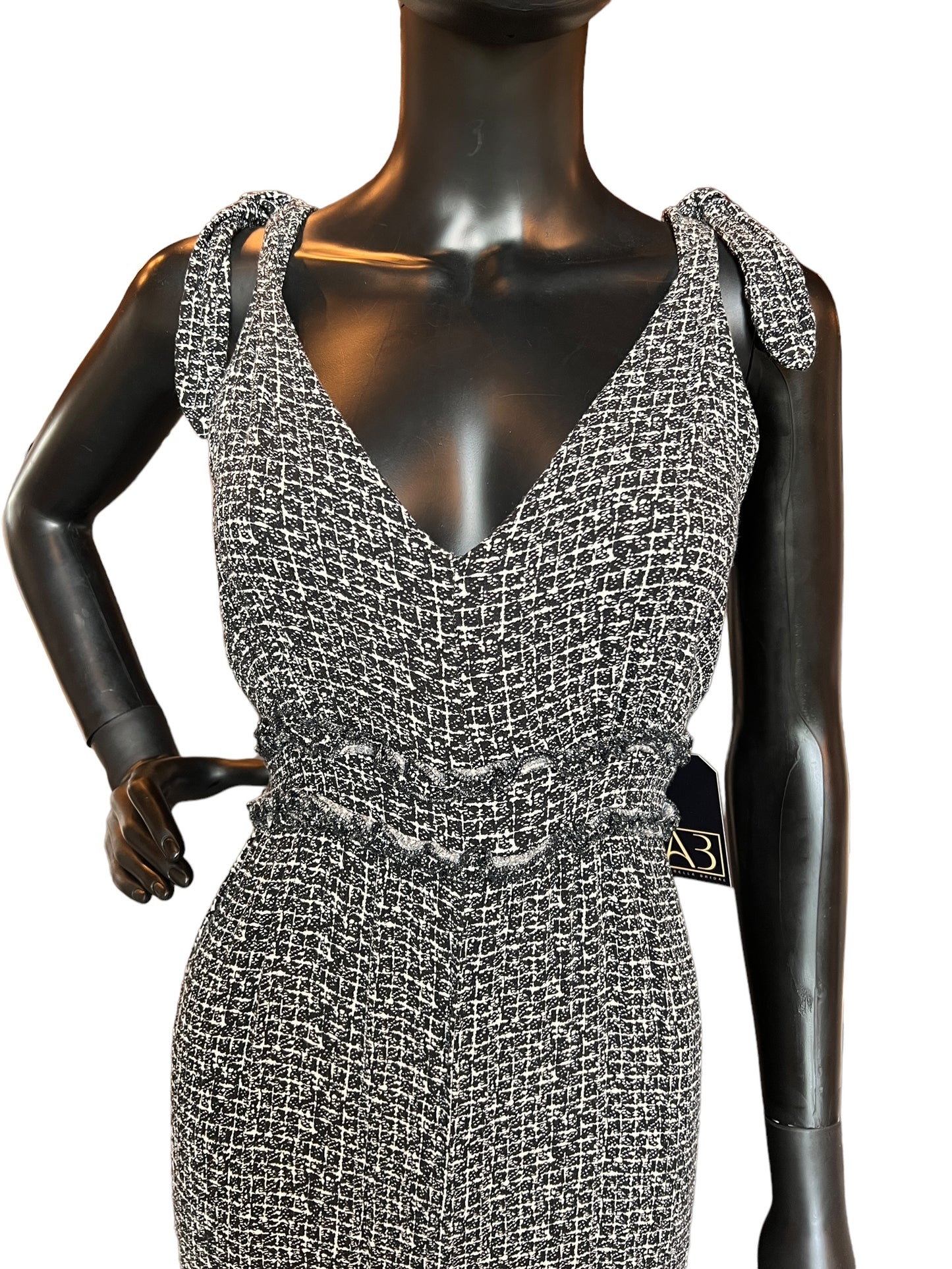 Black/White Wide Leg Casual Jumpsuit