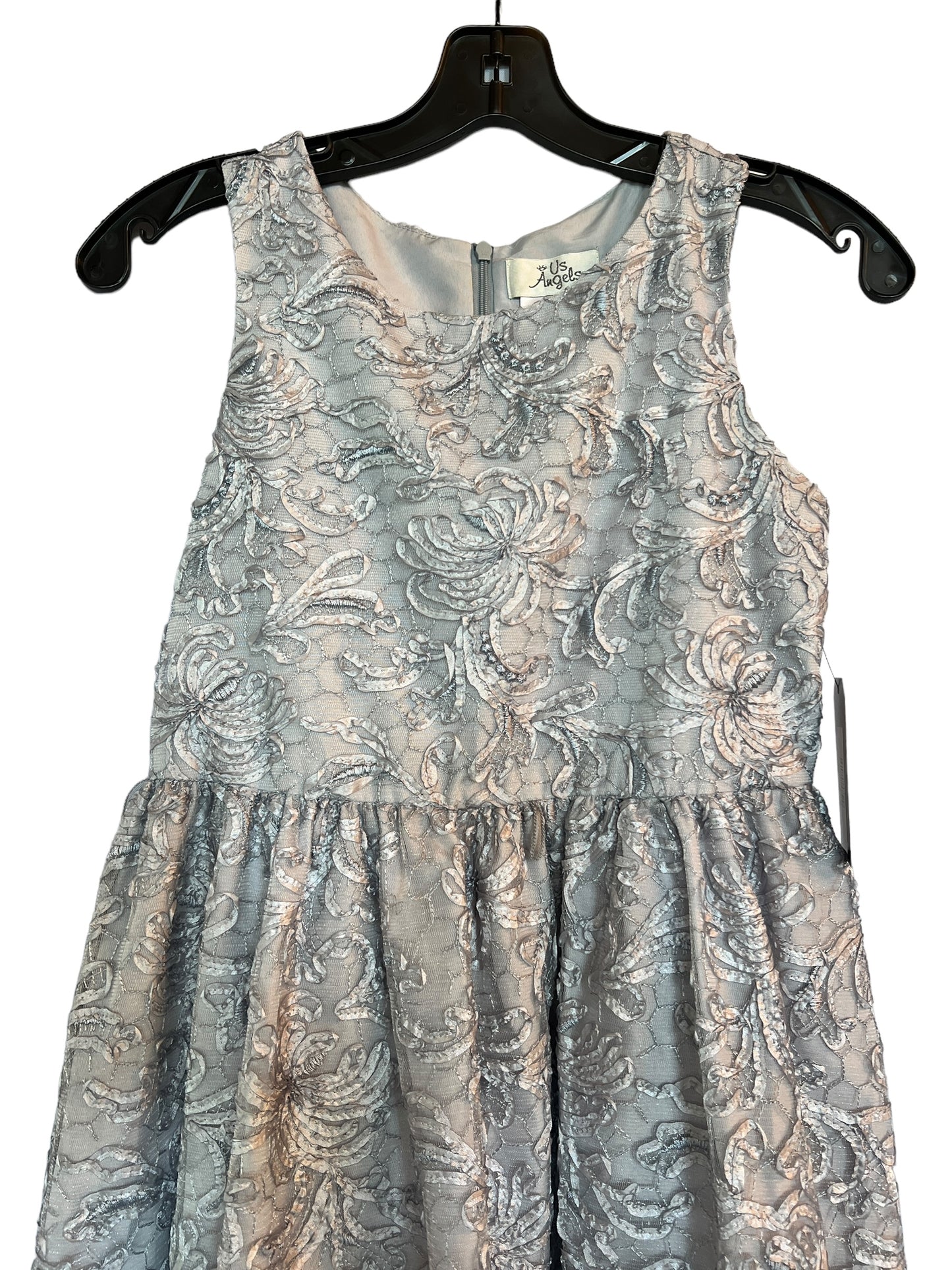 Silver 3D Floral - Child Formal Dress