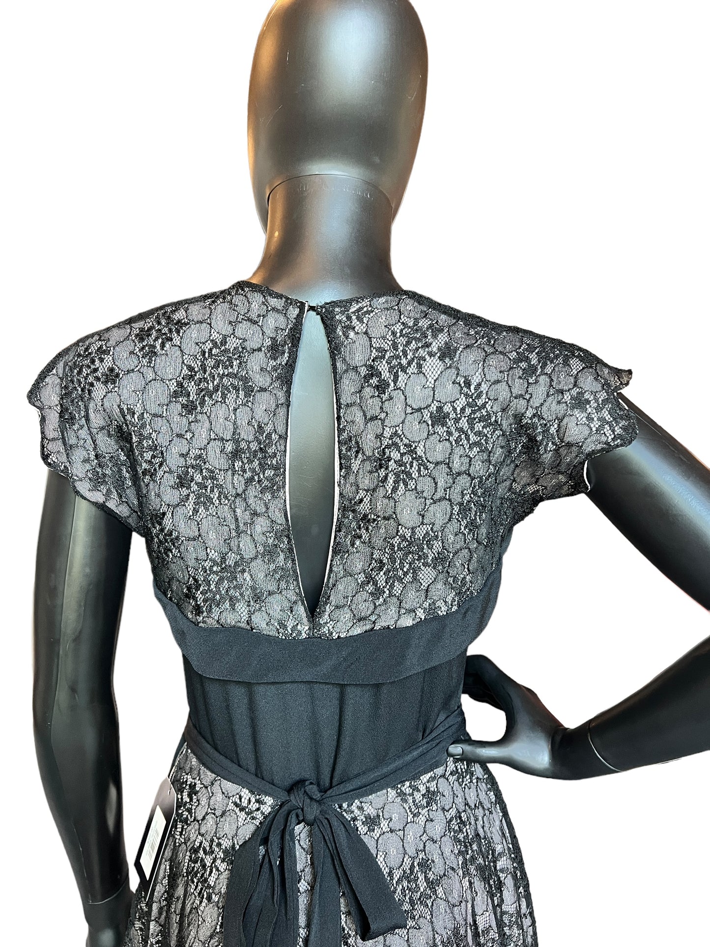 Vintage 40s Black Rayon/Lace Formal Gown