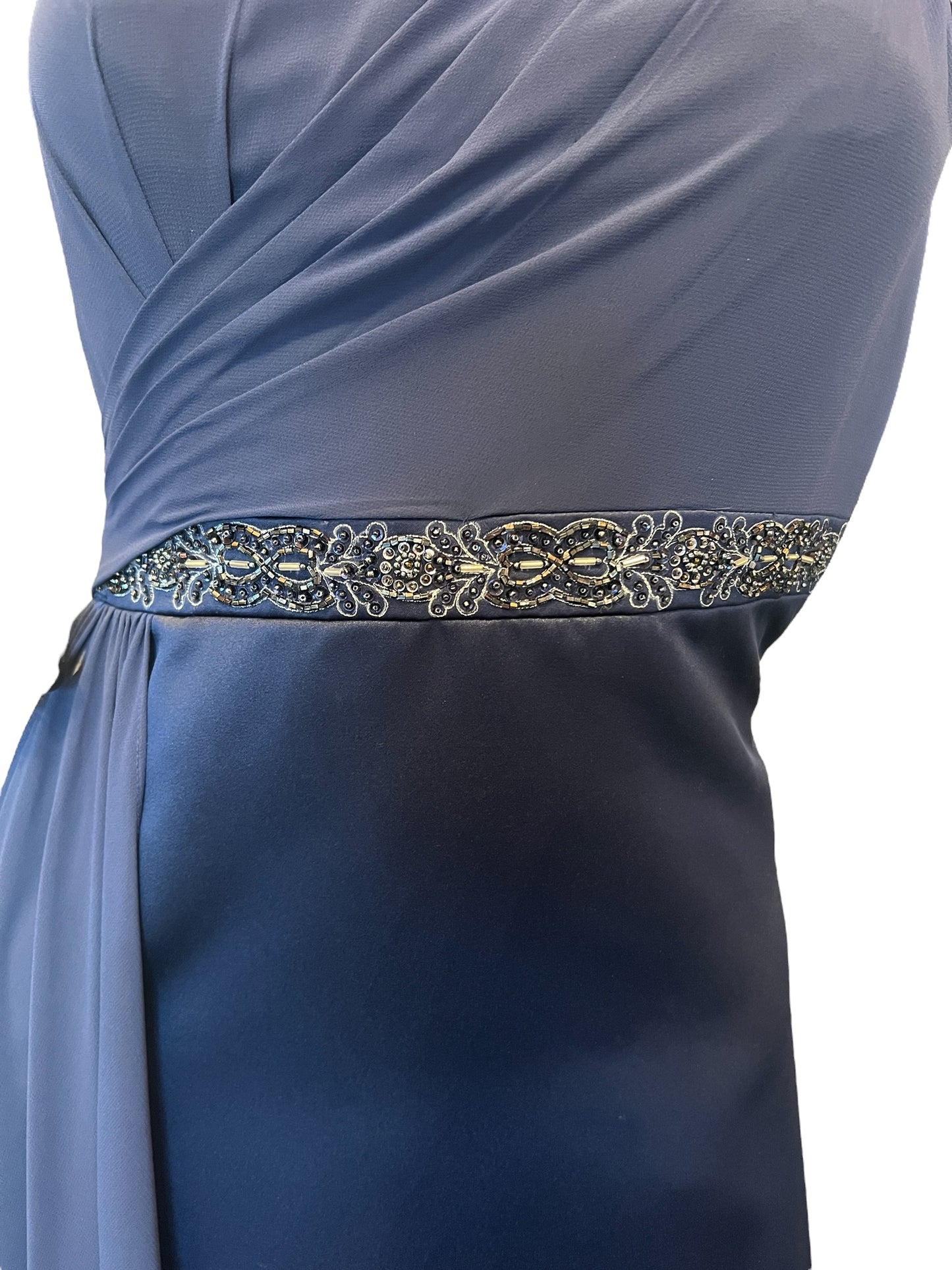 Navy Satin One Shoulder Dress