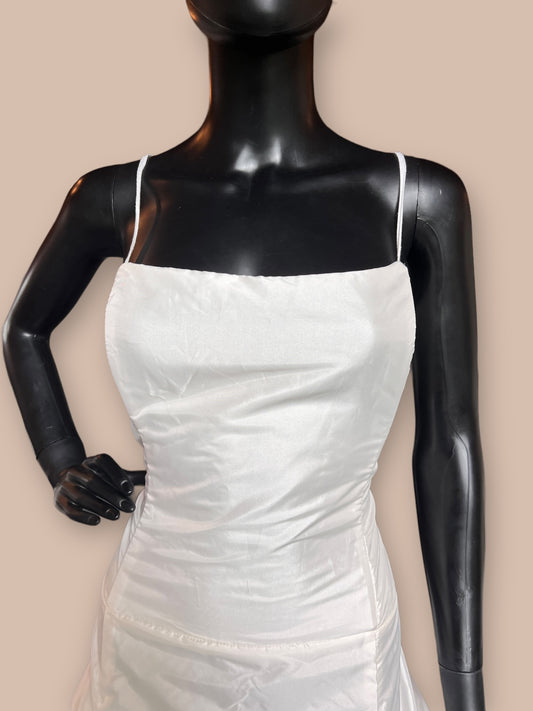 Ivory Taffeta Tuck Wedding Gown