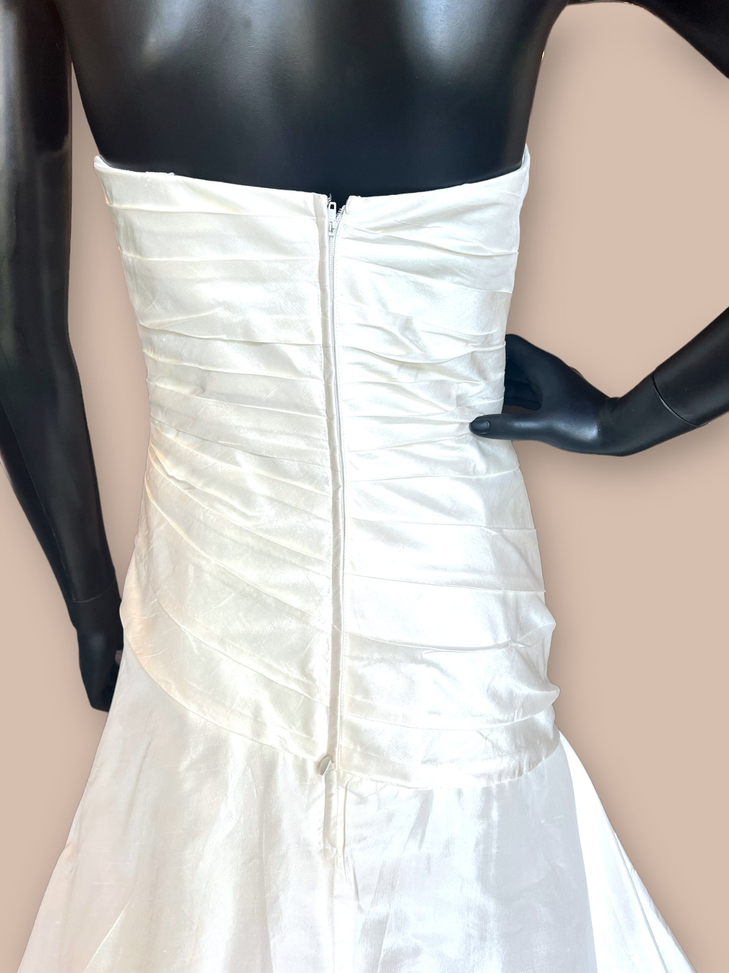 Ivory Raw Silk Strapless Sweetheart Neckline Wedding Gown