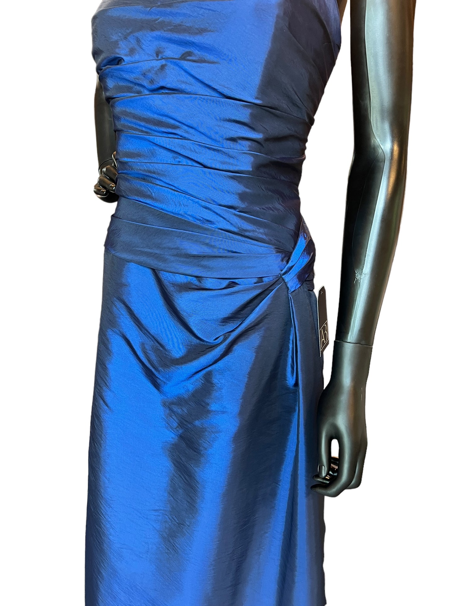 Short Blue Taffeta Halter Dress