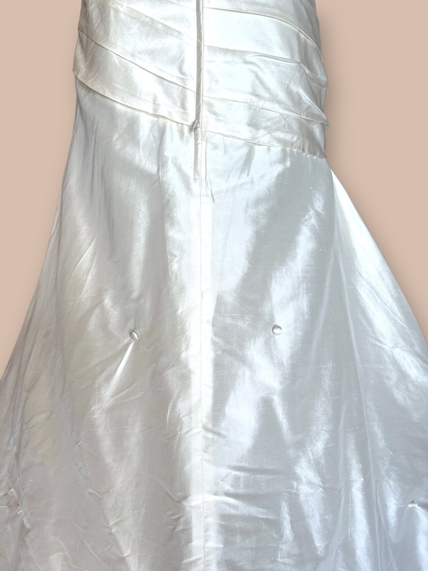 Ivory Raw Silk Strapless Sweetheart Neckline Wedding Gown