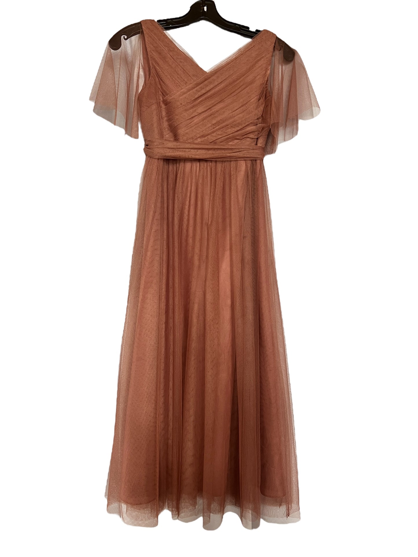 Junior Rust Flutter Tulle Maxi Formal Dress