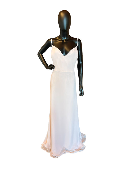 Haley Paige Blush Chiffon Maxi Formal Dress