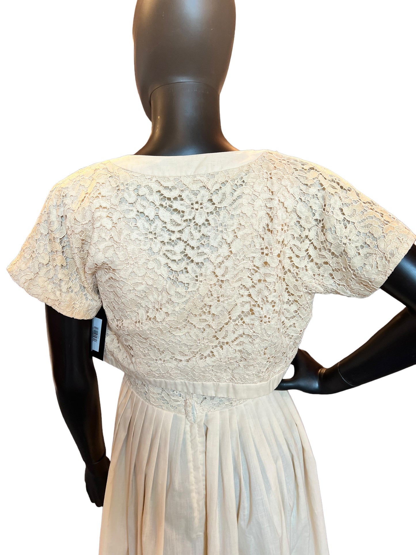 Vintage 50s Cream Cotton Lace Cocktail Dress