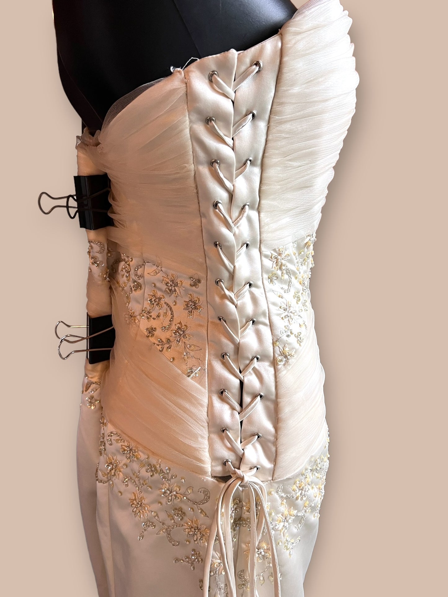 B-Dazzle Champagne Side Corset - Formal/Wedding Gown