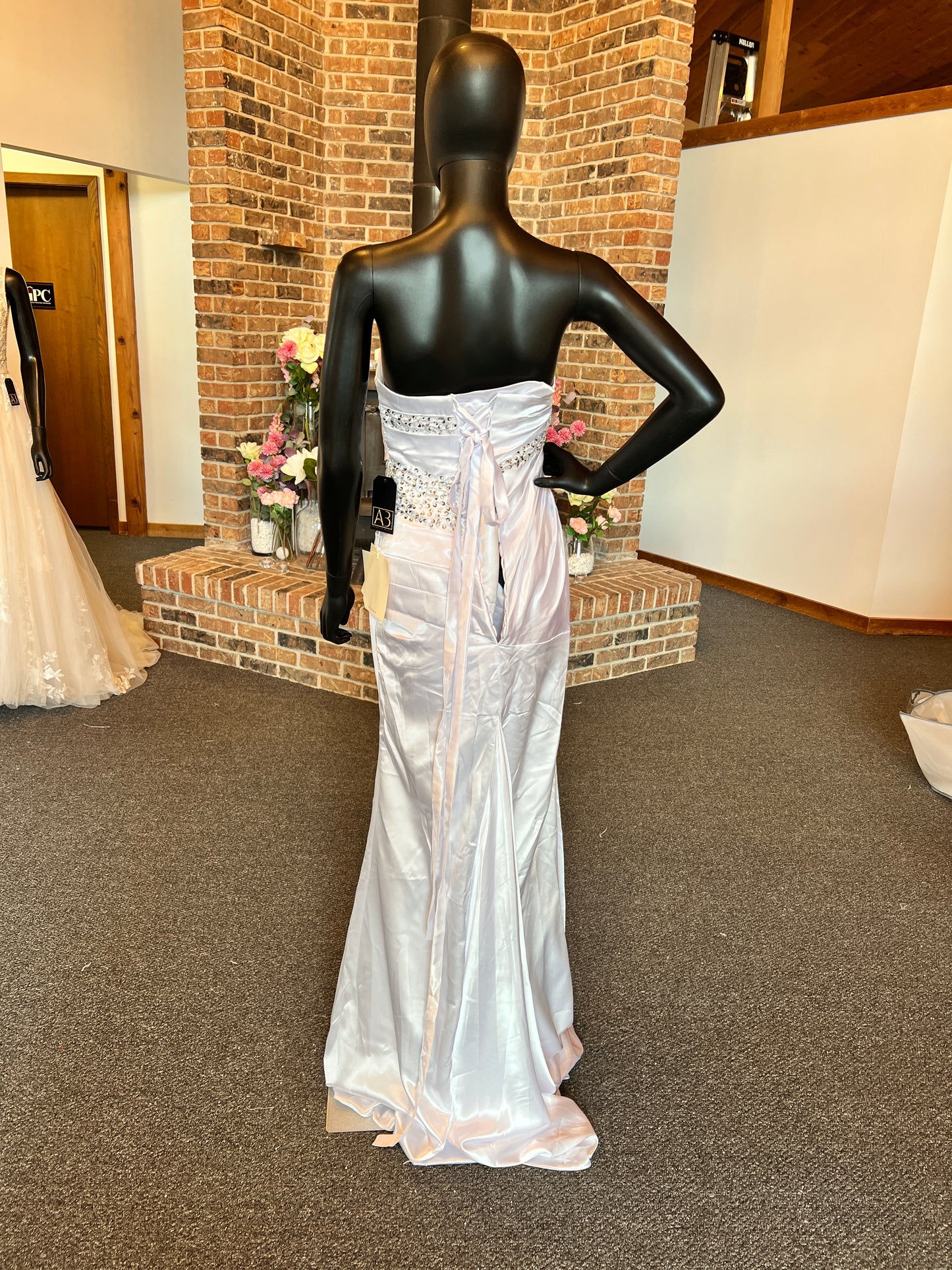 White Charmeuse Sequin Embellished Dress