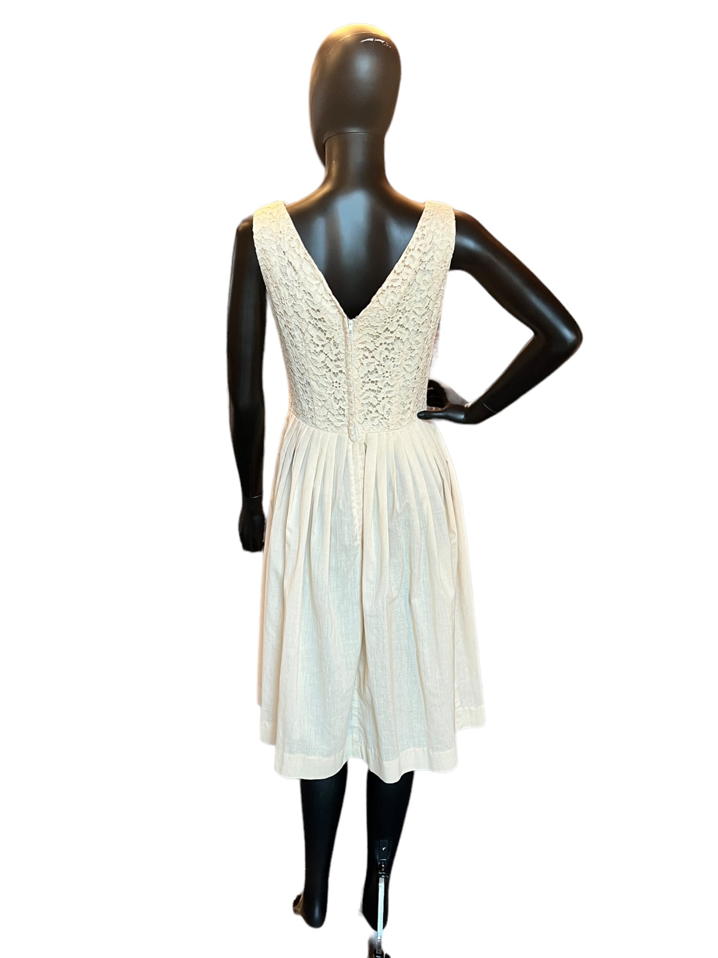 Vintage 50s Cream Cotton Lace Cocktail Dress