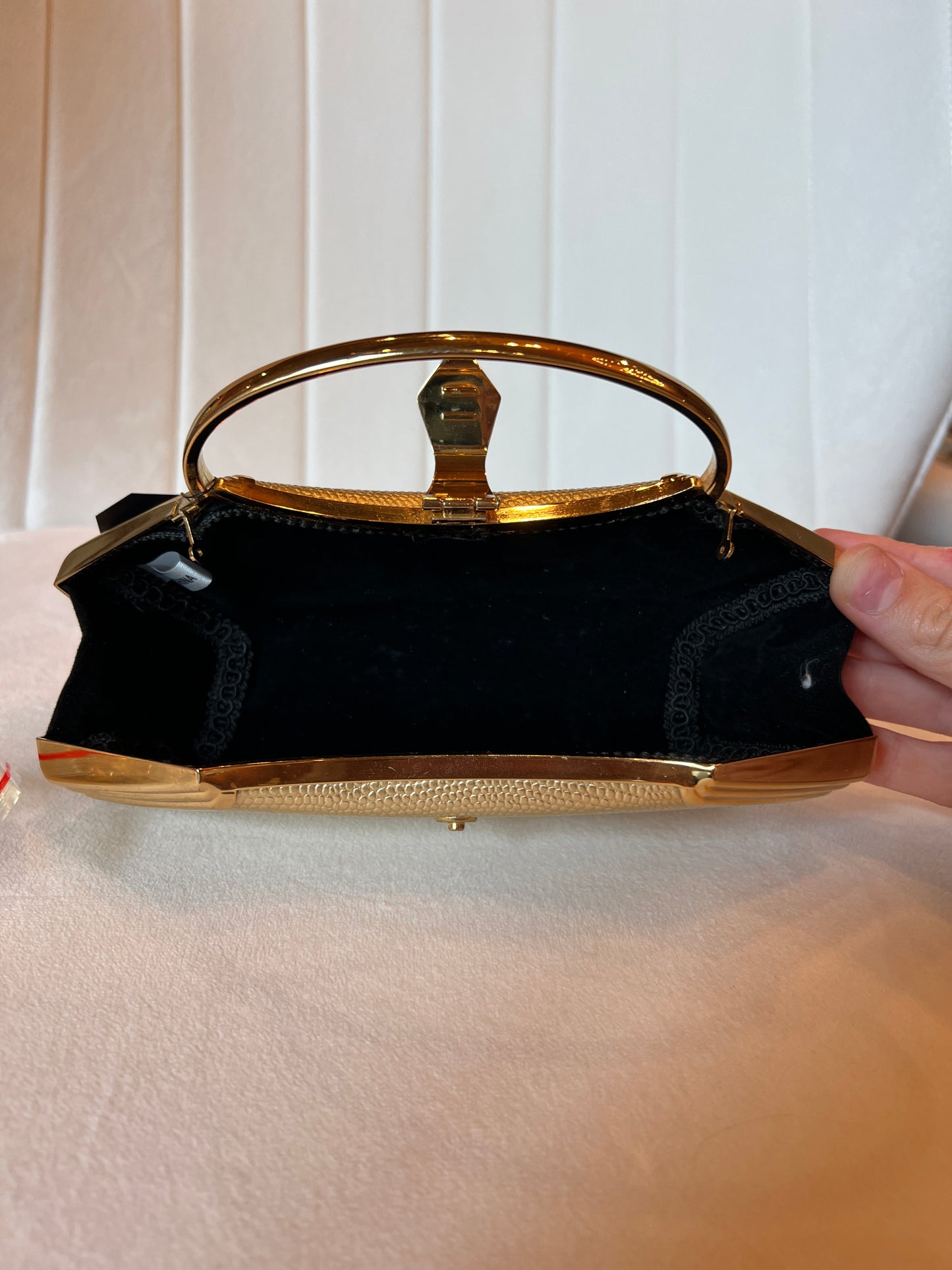Gold Clutch with Crystal Clasp