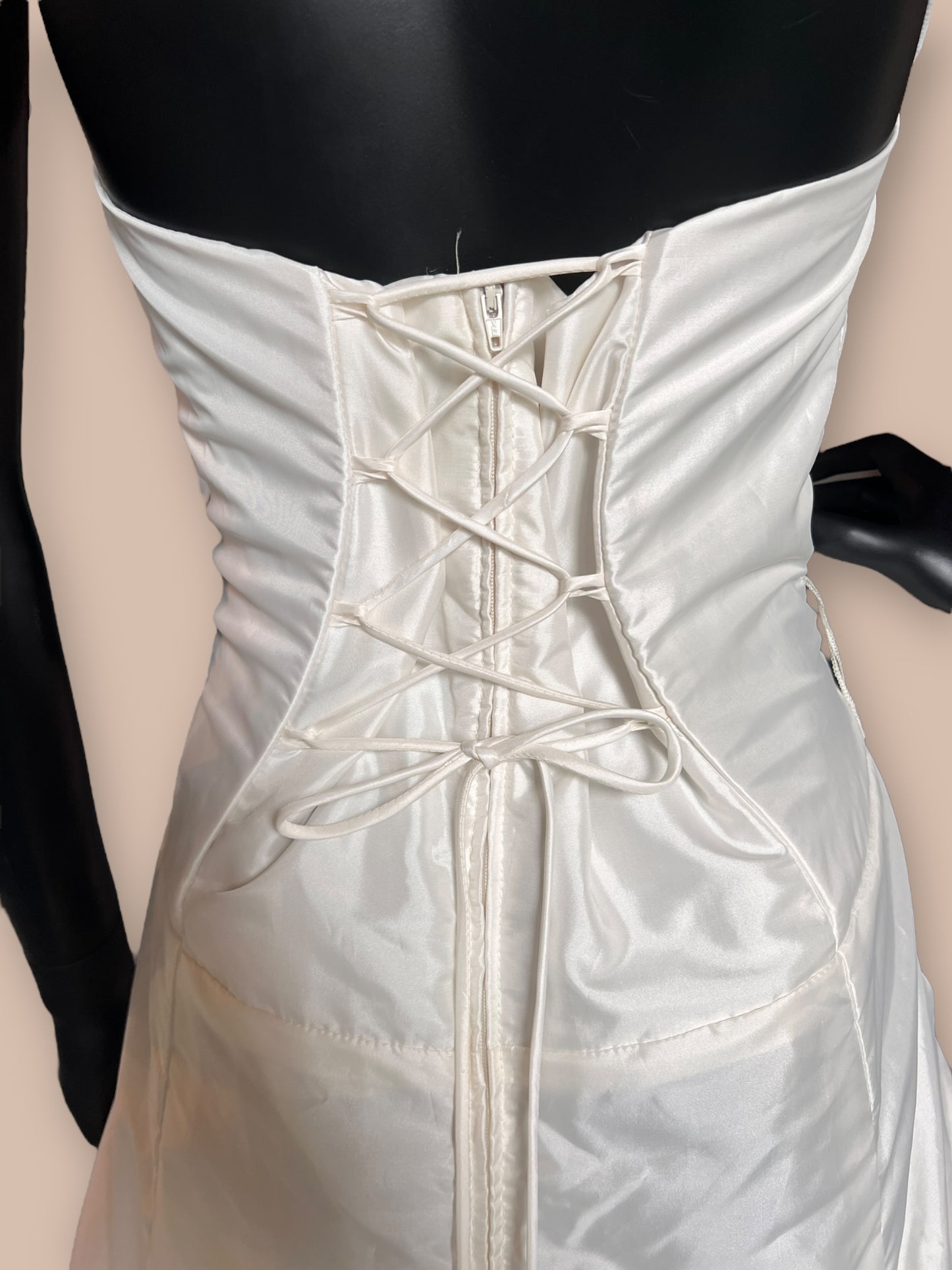 Ivory Taffeta Tuck Wedding Gown