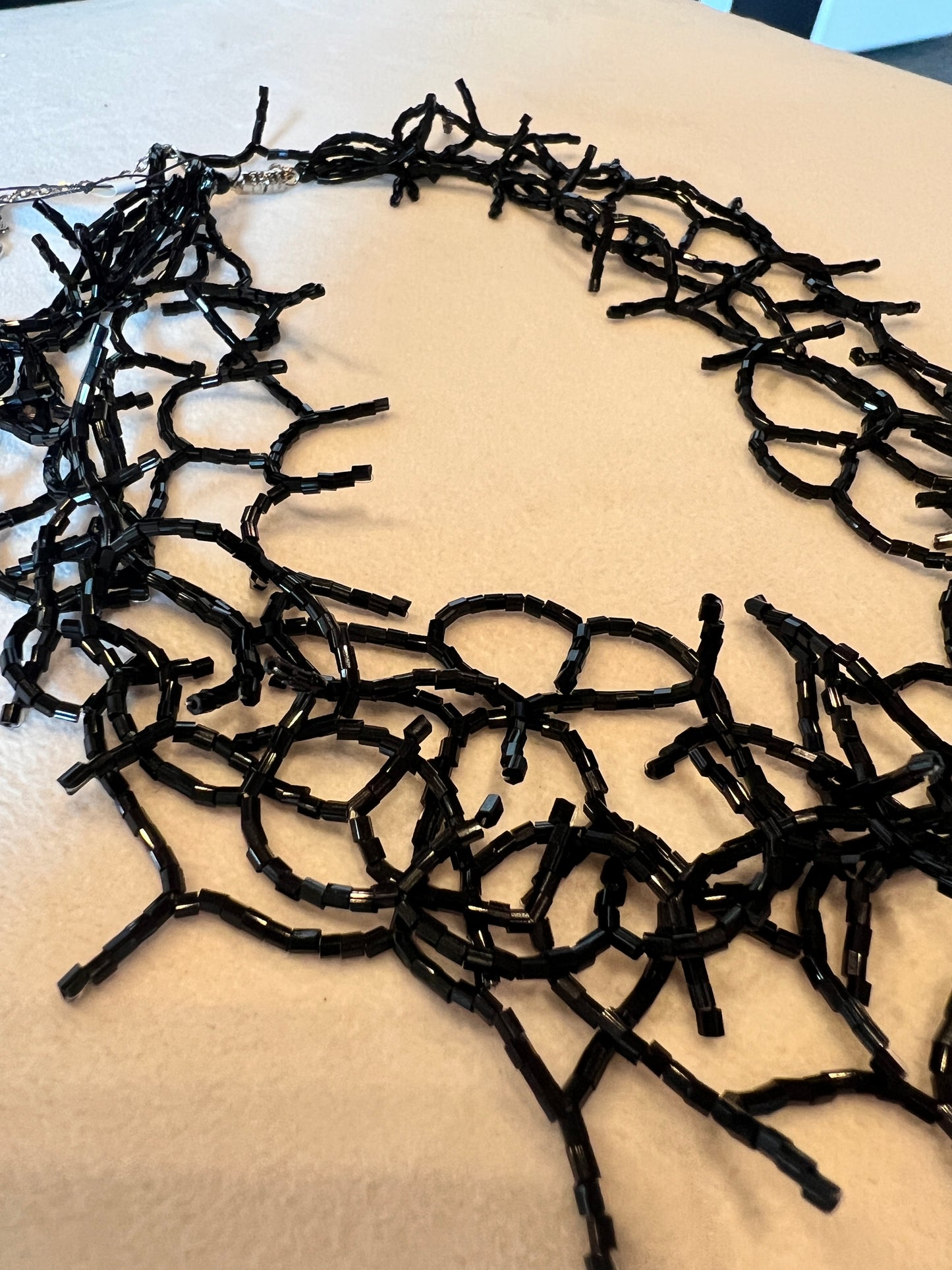 Black Bead Webbing Necklace