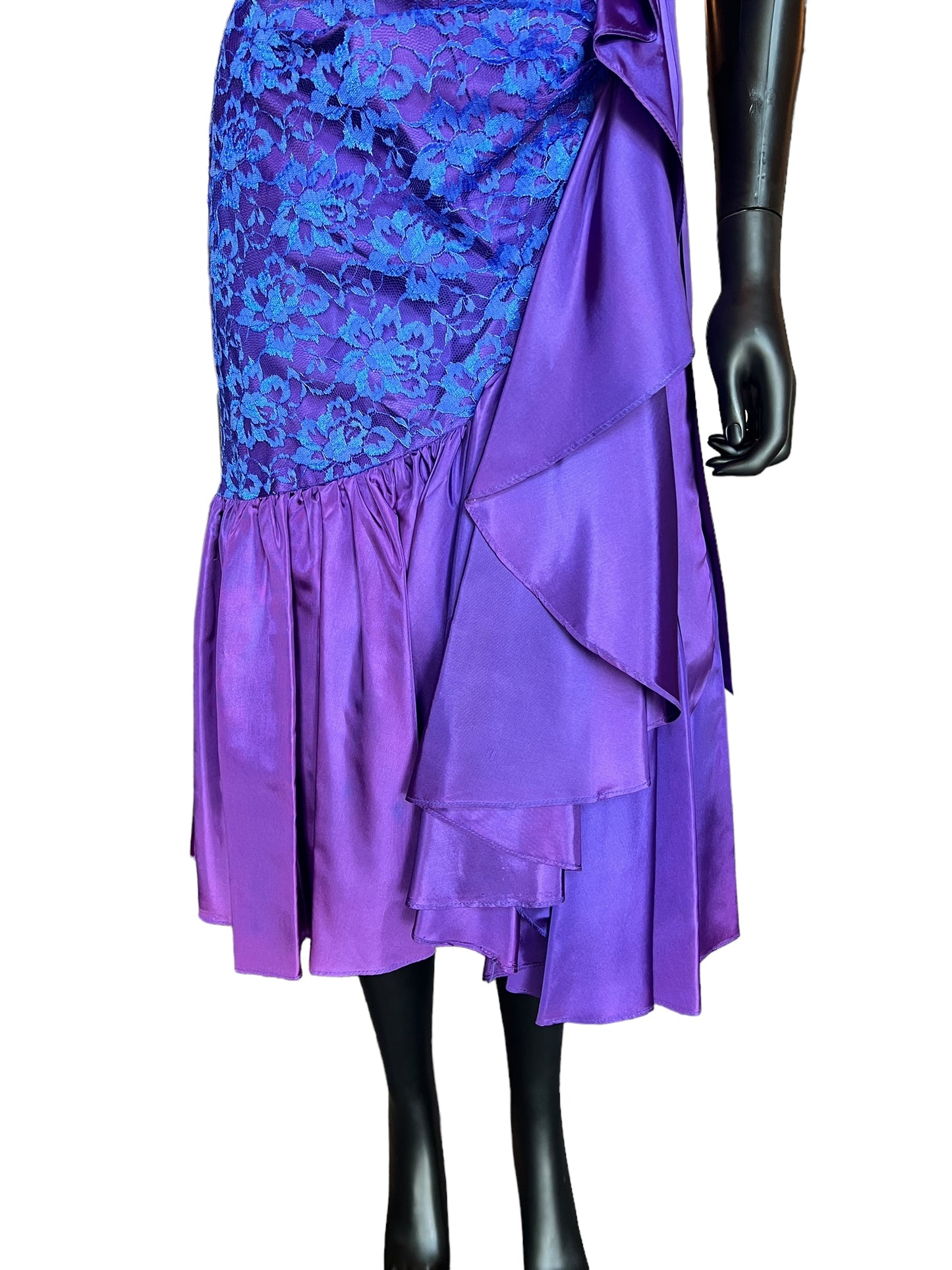 Vintage Purple/Blue Taffeta and Lace