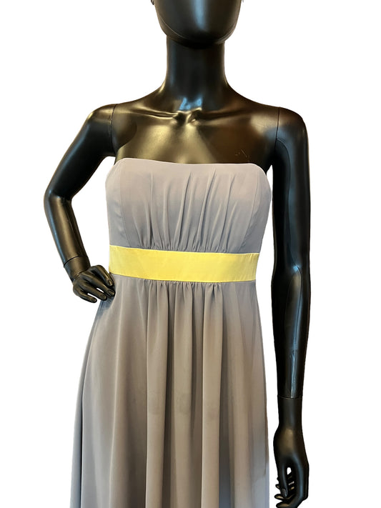 Grey/Yellow Chiffon Strapless Dress