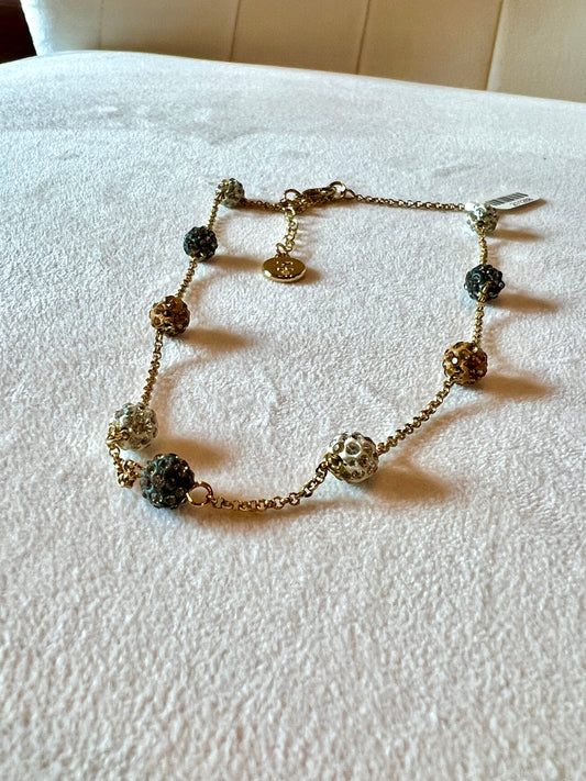 Liz Claiborne Crystal and Gold Necklace