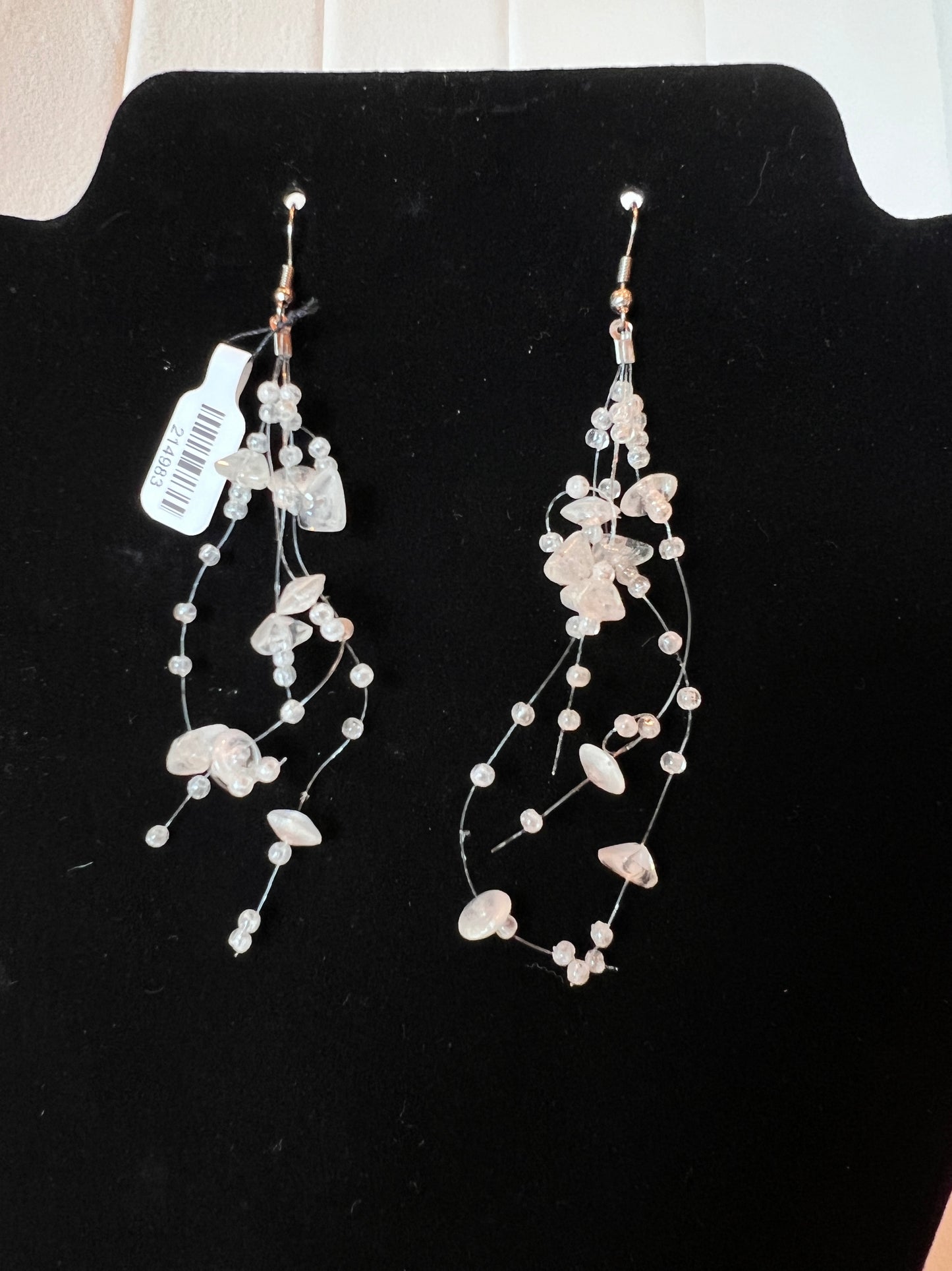 White Bead Illusion Earring