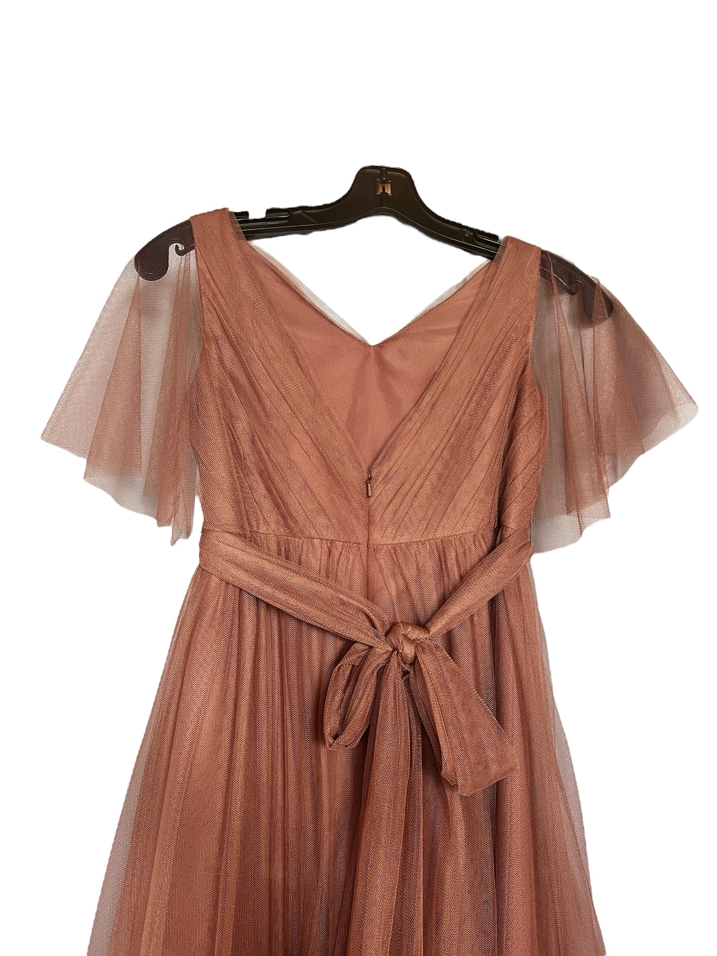 Junior Rust Flutter Tulle Maxi Formal Dress