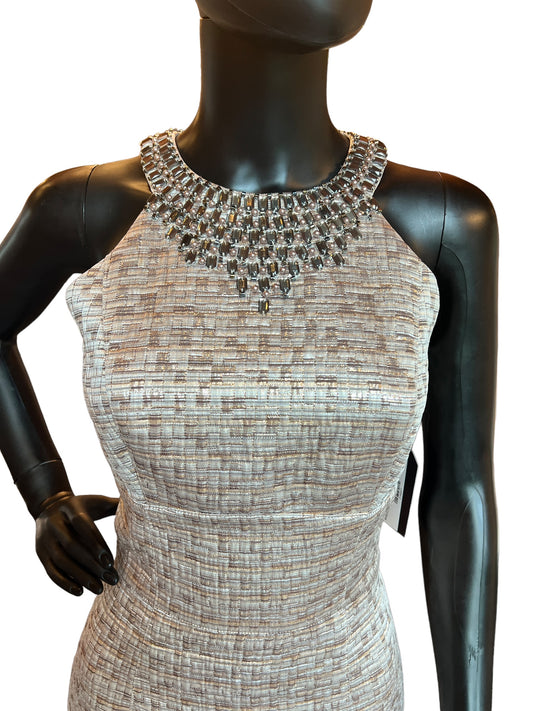 Maggie London Metallic Halter Cocktail Dress