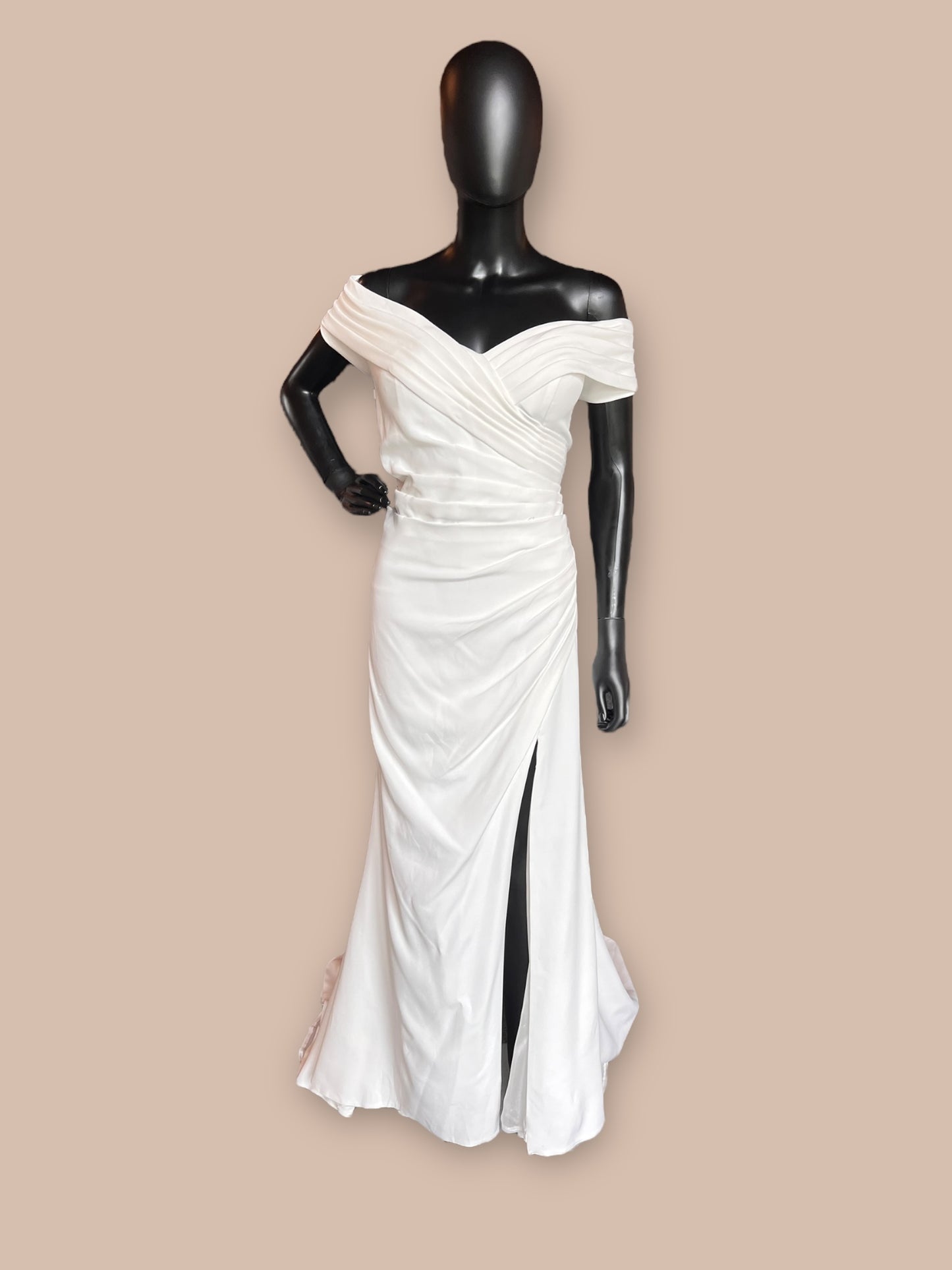 Side Ruched Off Shoulder Wedding Gown