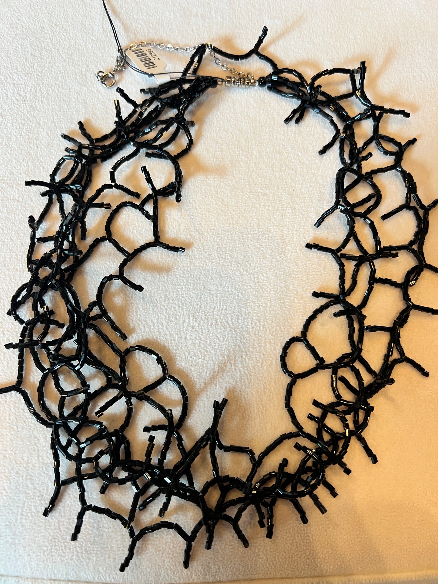 Black Bead Webbing Necklace