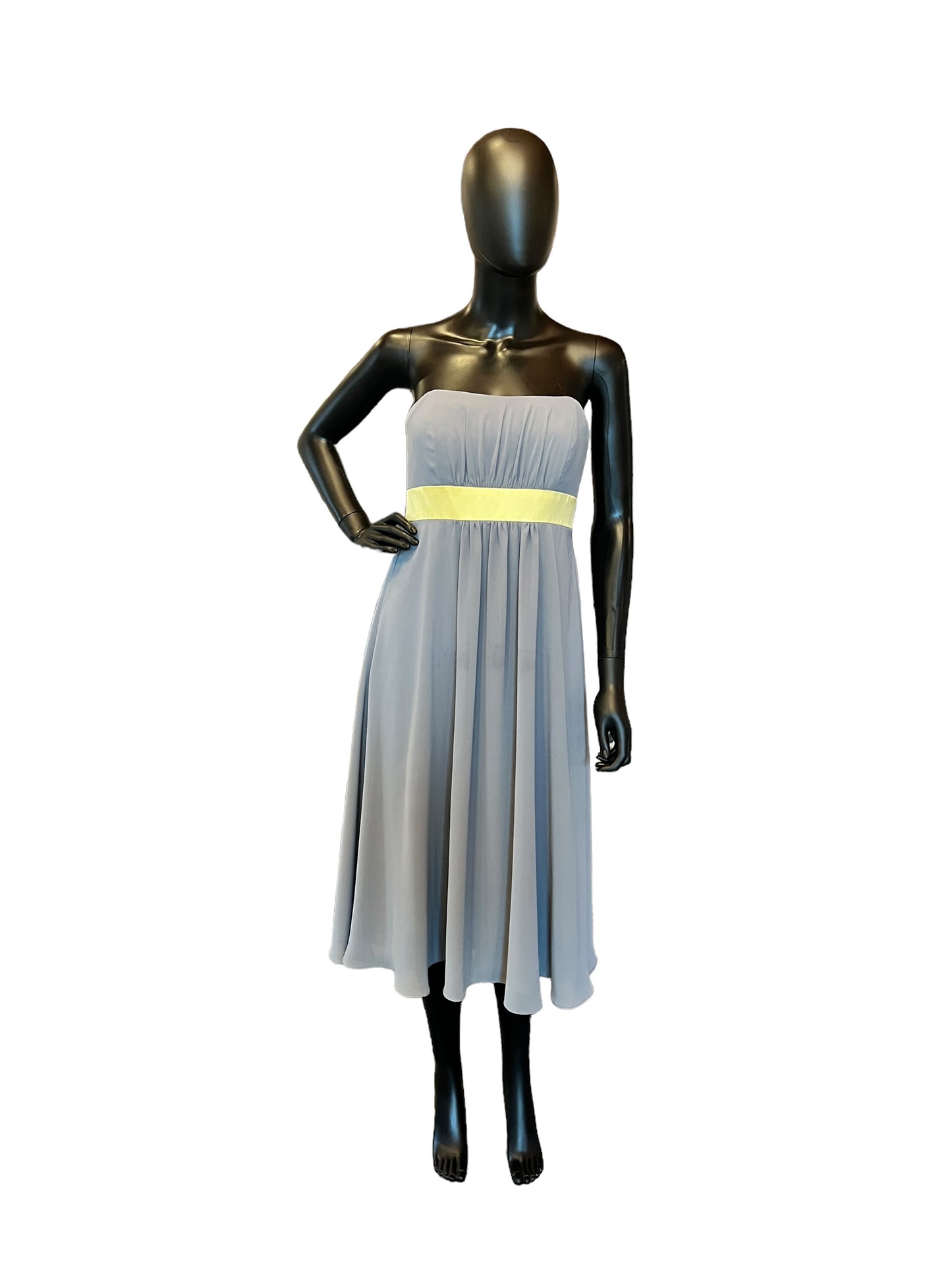 Grey/Yellow Chiffon Strapless Dress