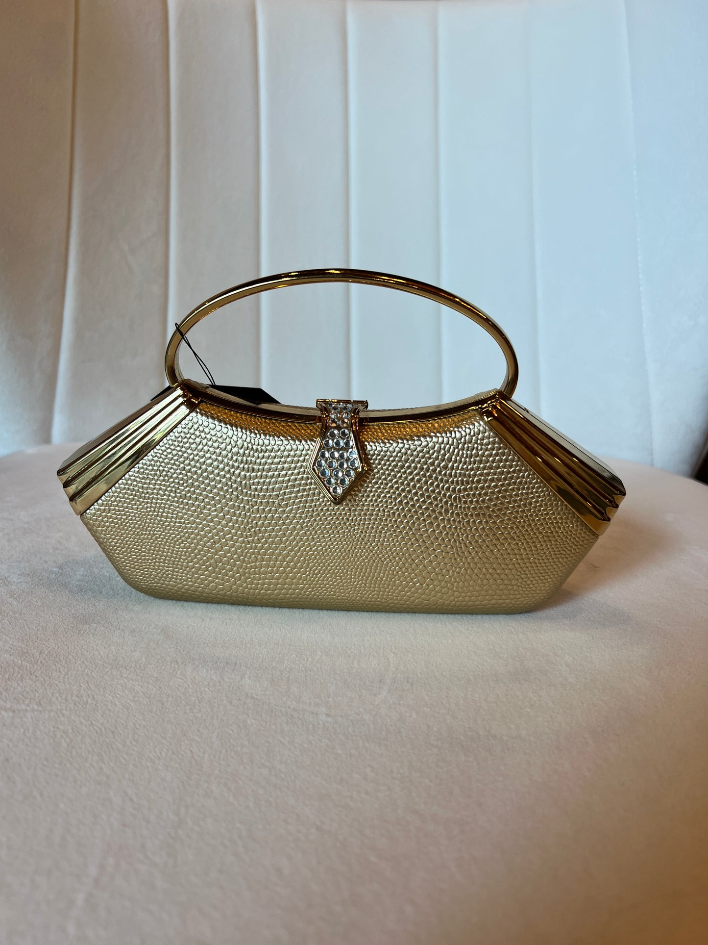 Gold Clutch with Crystal Clasp