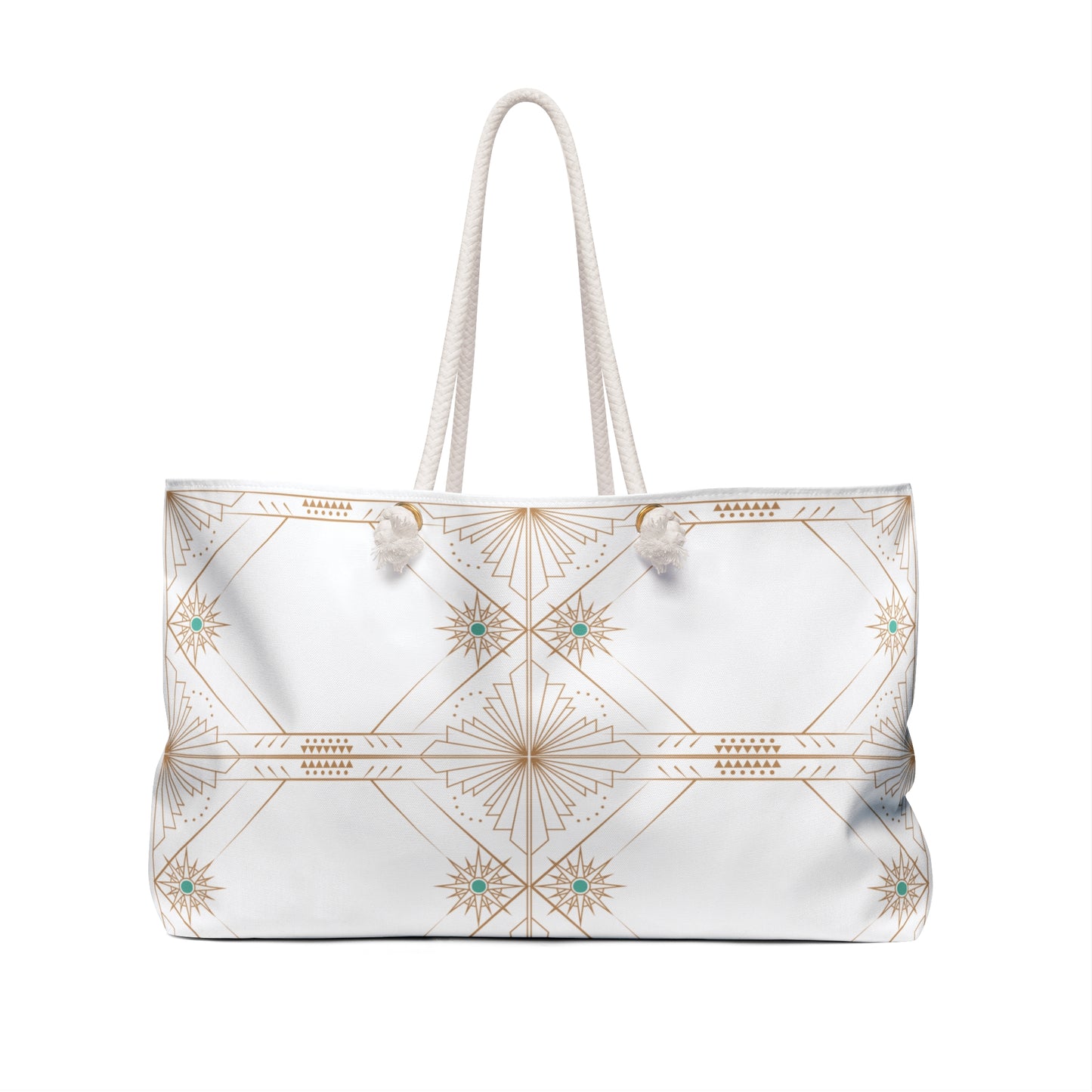 White/Gold Art Deco Chic Weekender Bag for Travel, Boho Tote for Beach Days, Stylish Carry-on for Weekend Getaways, Perfect Gift for Adventurers, [...]