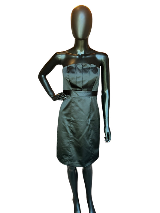 Black Satin Strapless Short Dress