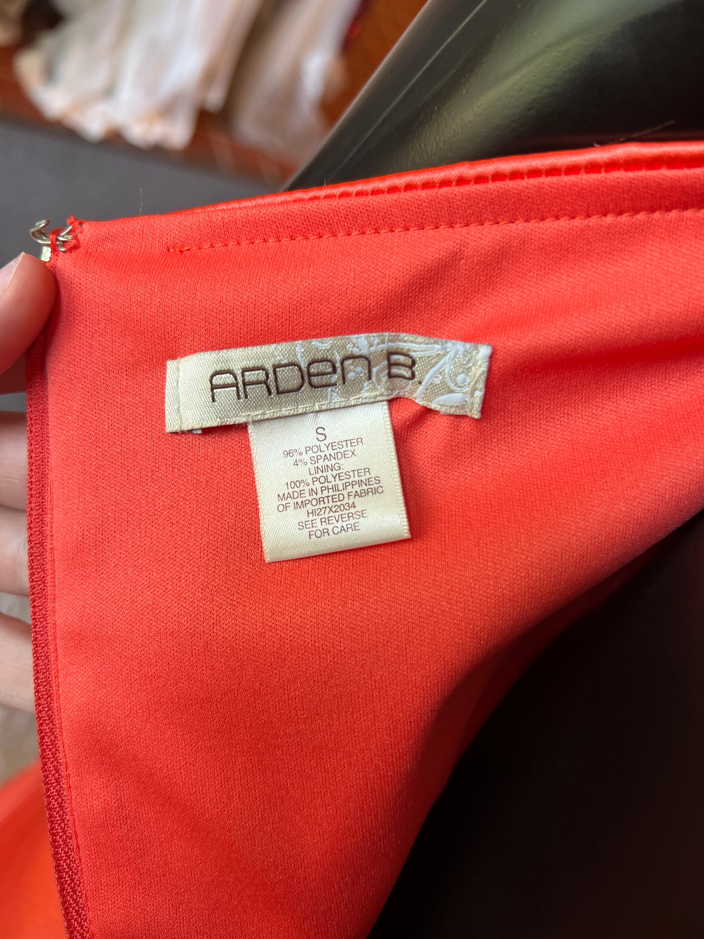 Coral Satin Spaghetti Strap Cocktail Bodycon  Dress - Arden B