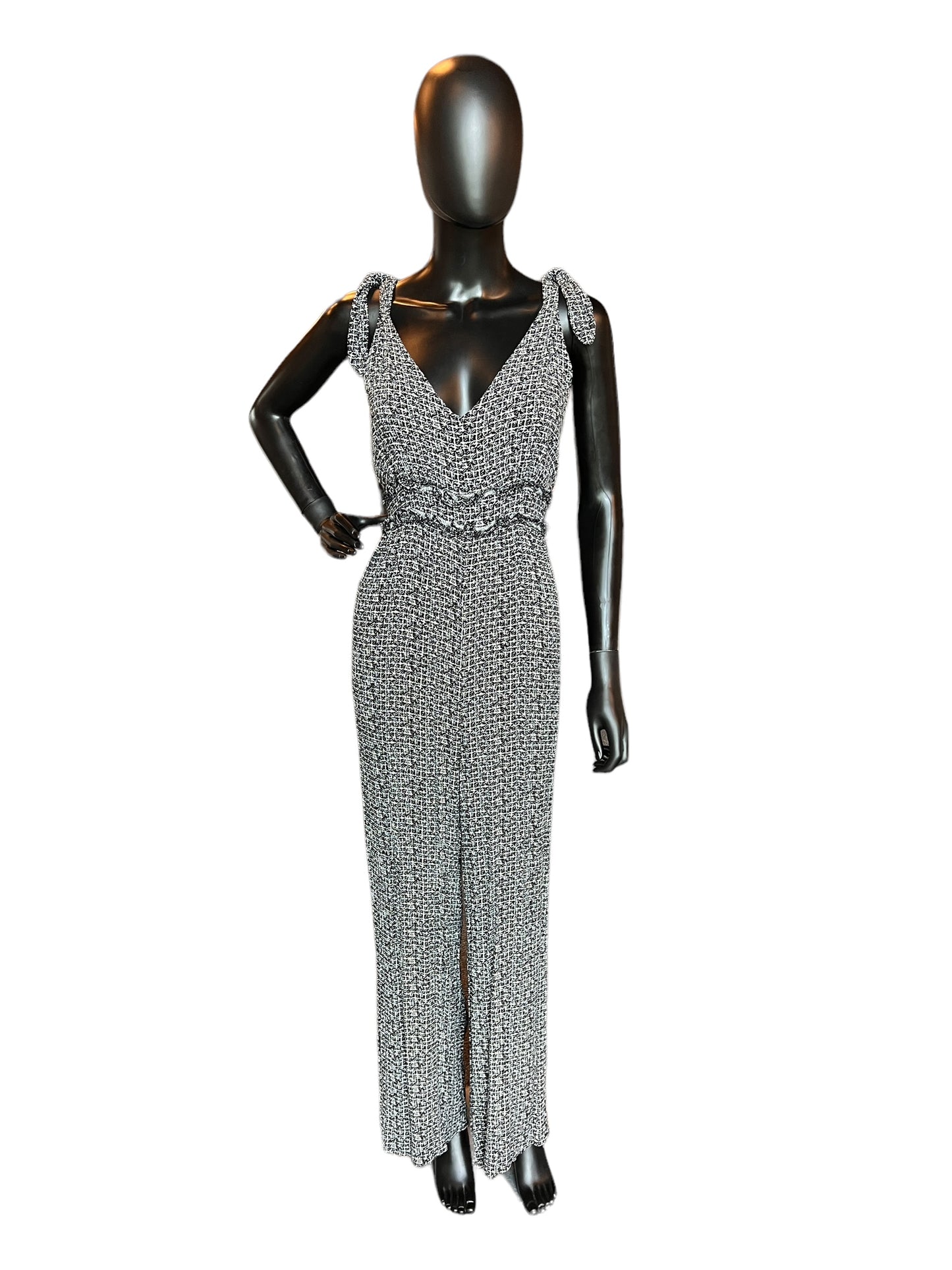 Black/White Wide Leg Casual Jumpsuit