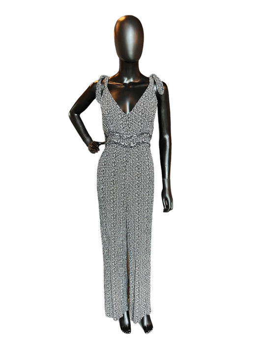 Black/White Wide Leg Casual Jumpsuit